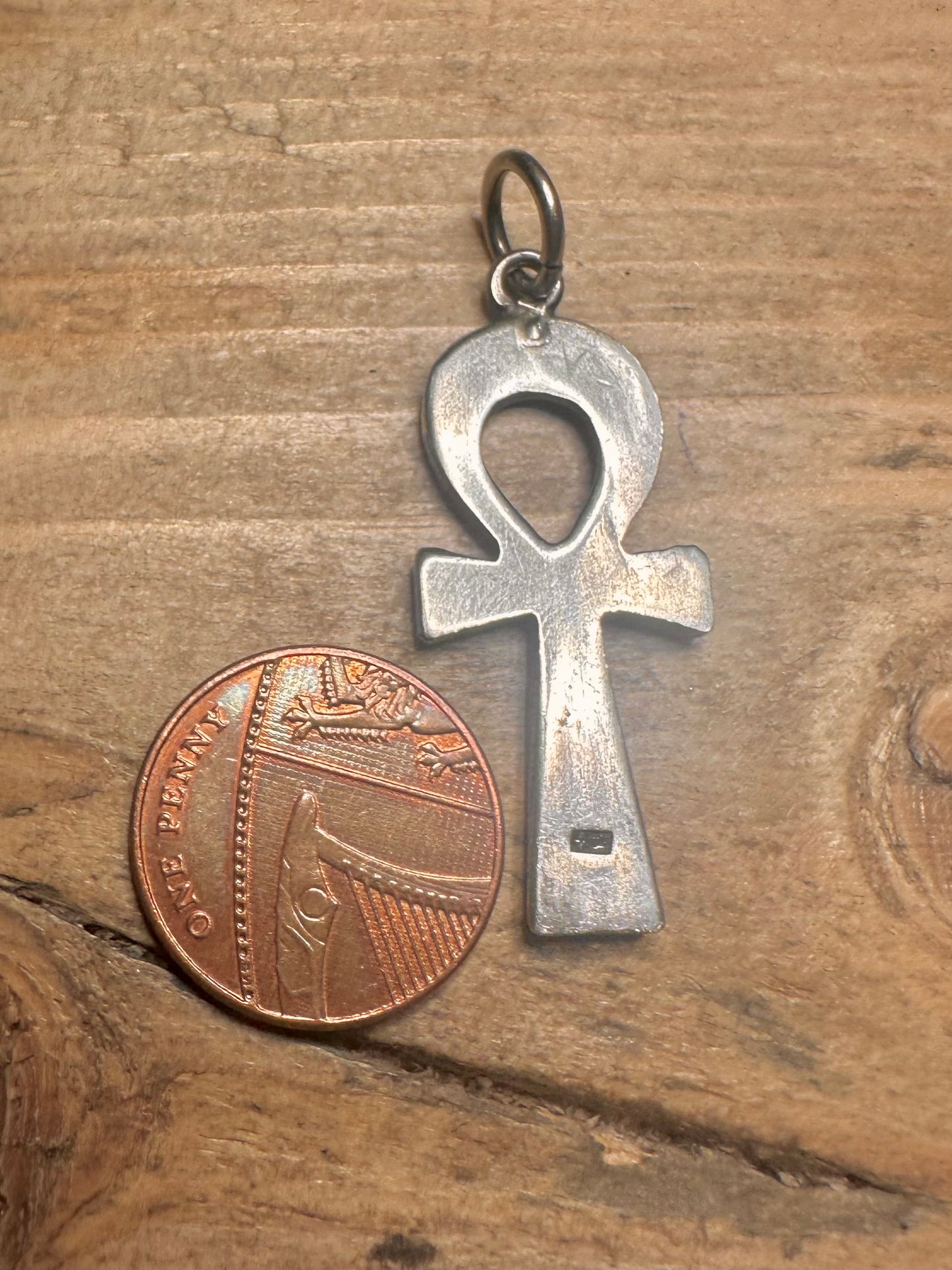 Vintage Engraved Ankh 925 Silver Pendant