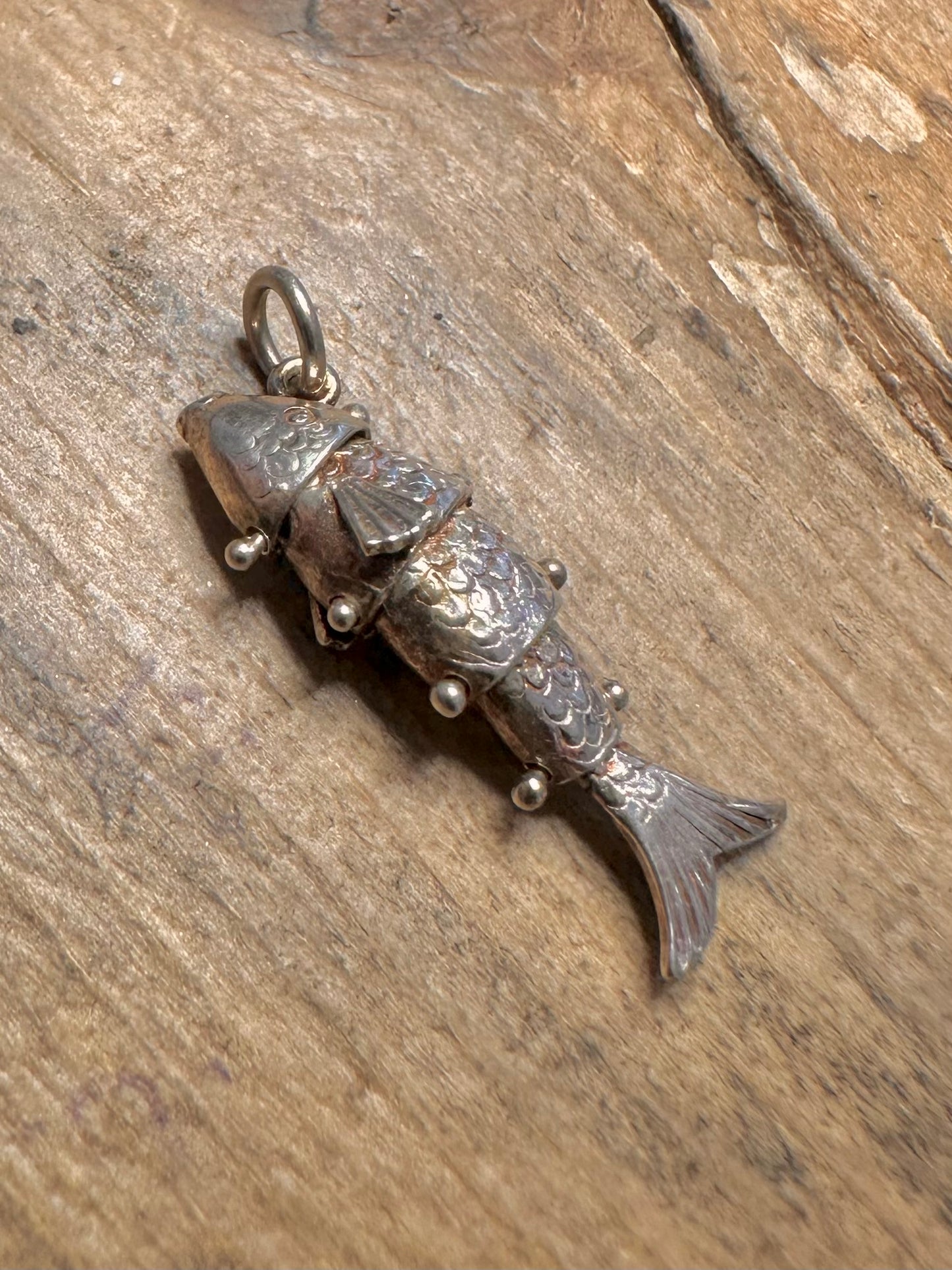 Vintage Moving Fish 925 Silver Pendant