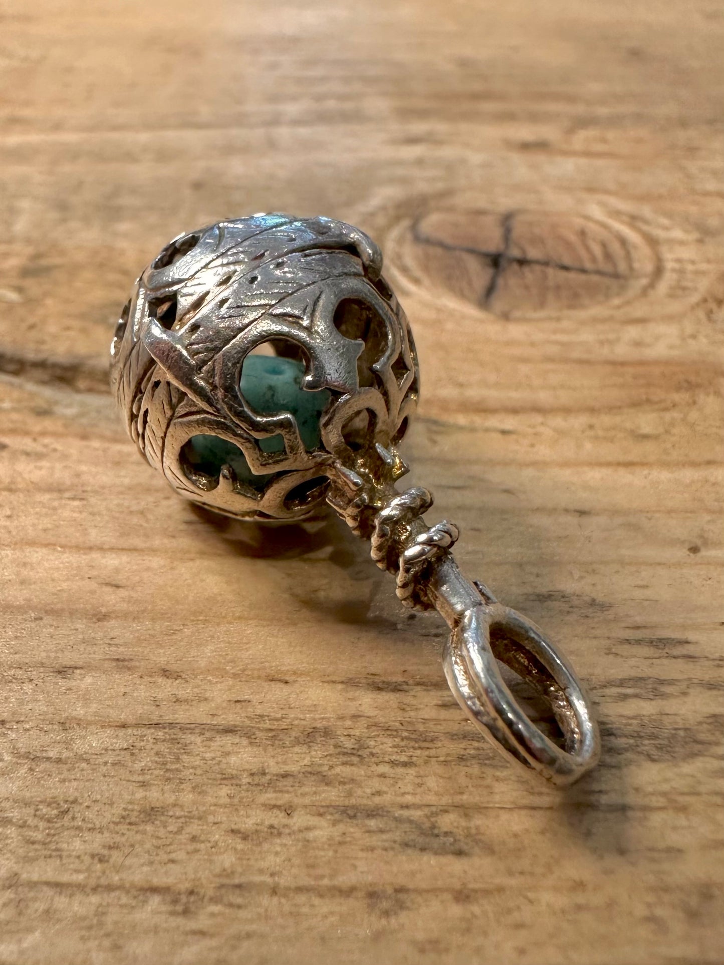 Vintage Baby Rattle 925 Silver Pendant