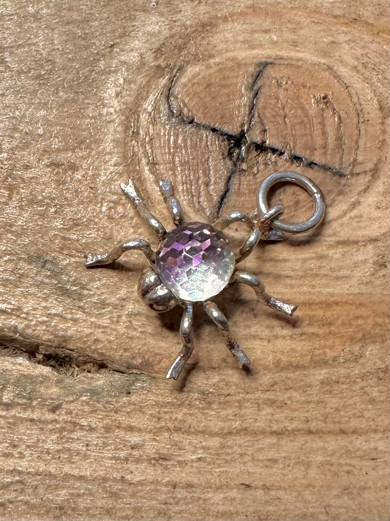 Vintage Spider Crystal Back 925 Silver Charm Pendant