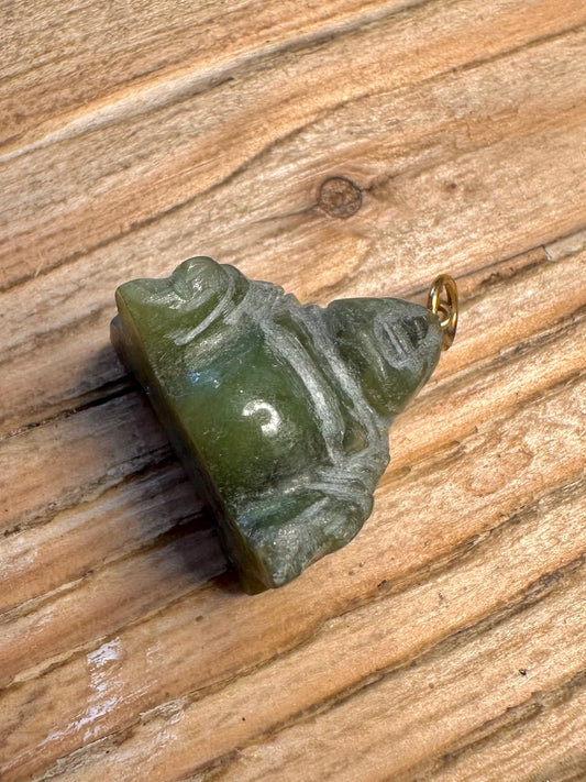Vintage Jade Buddha Gold Loop Pendant