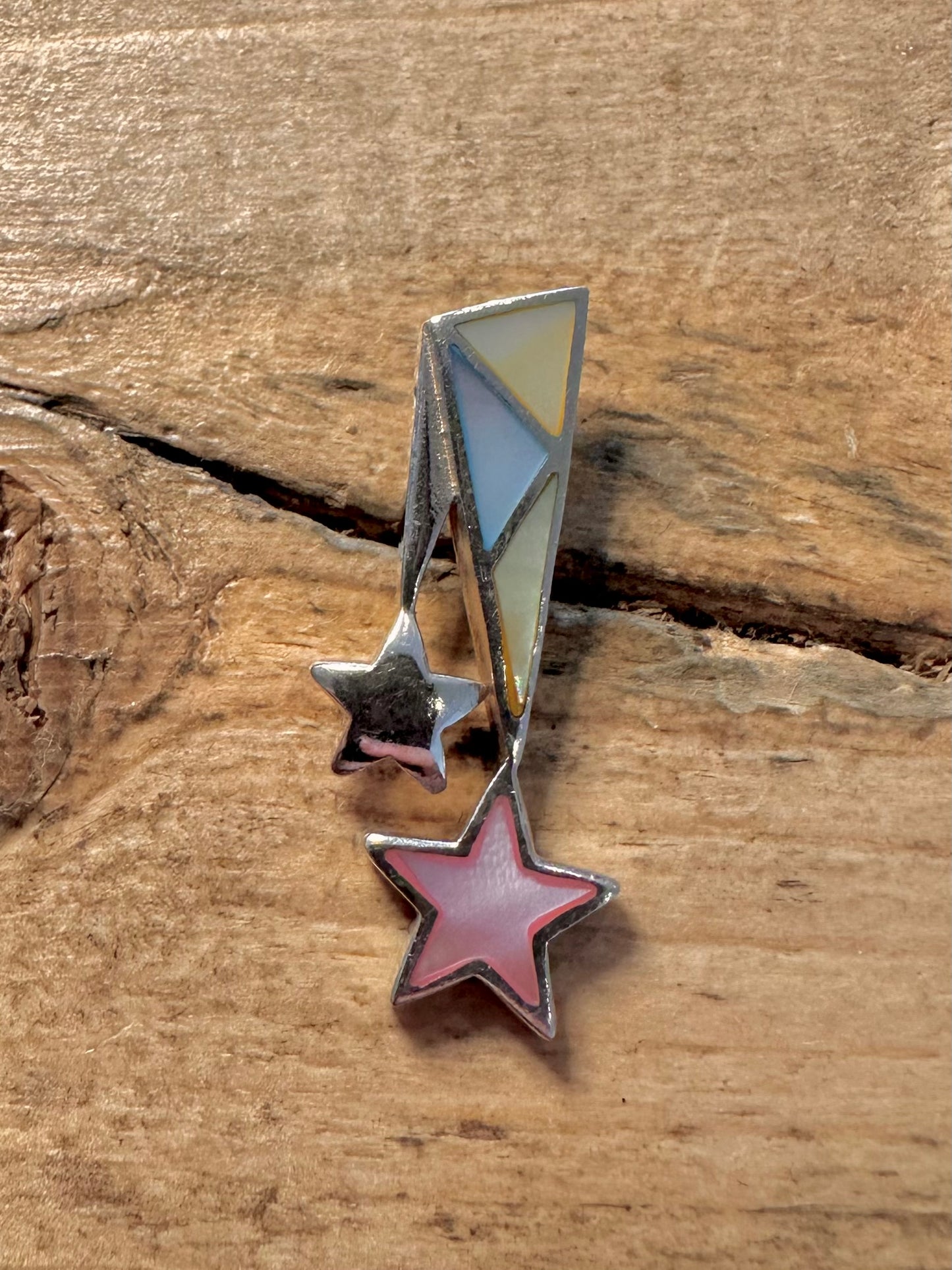 Modernist Mother of Pearl Star 925 Silver Pendant