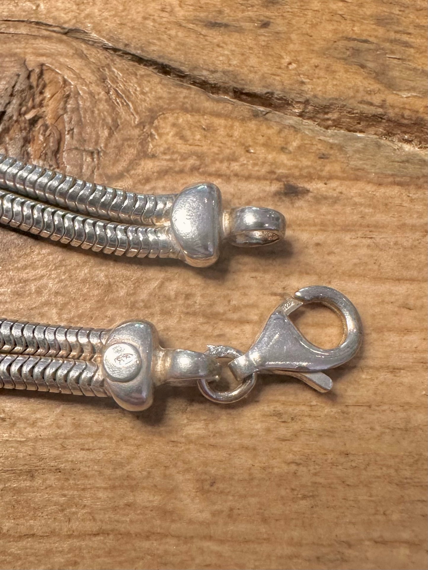 Vintage X Double Snake Chain 925 Silver 7 inch Bracelet