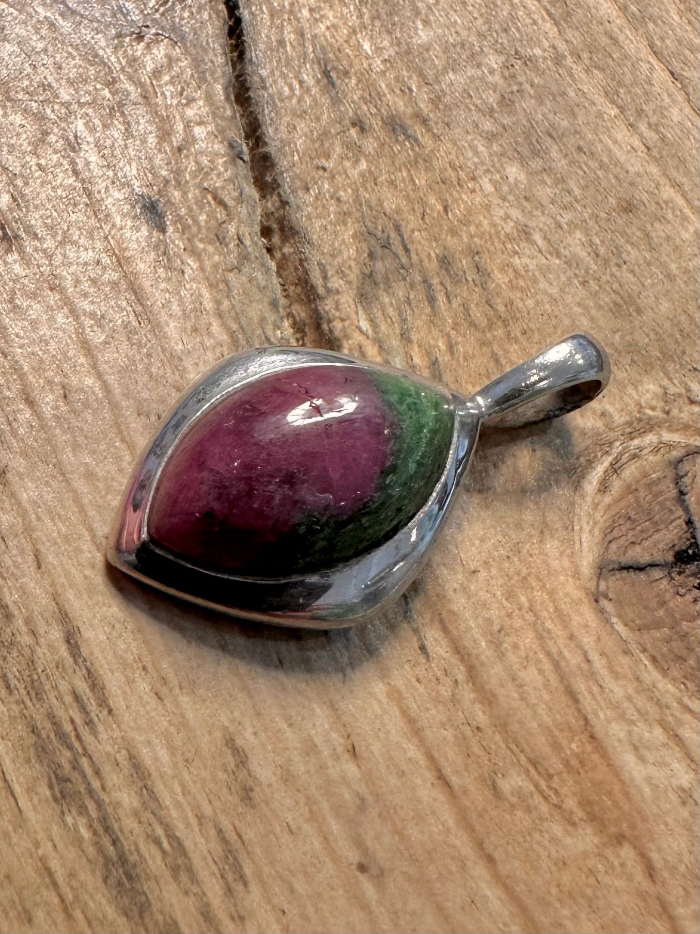 Modernist Zoisite 925 Silver Pendant