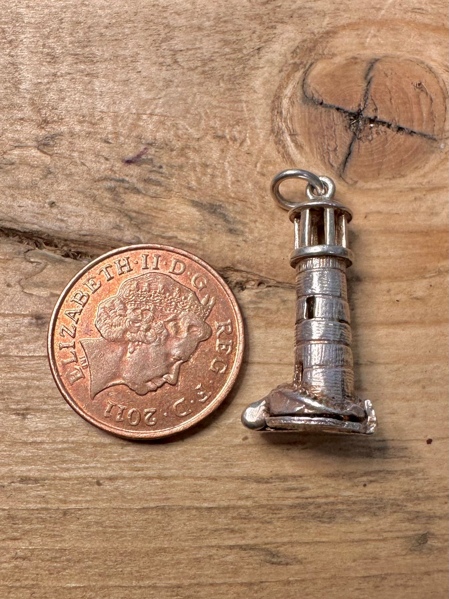 Vintage Lighthouse Articulated SOS 925 Silver Charm Pendant