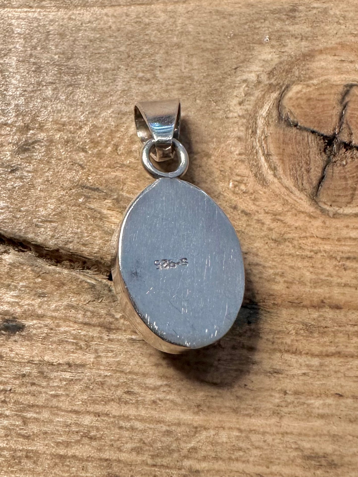 Vintage Black Oval Stone 925 Silver Pendant