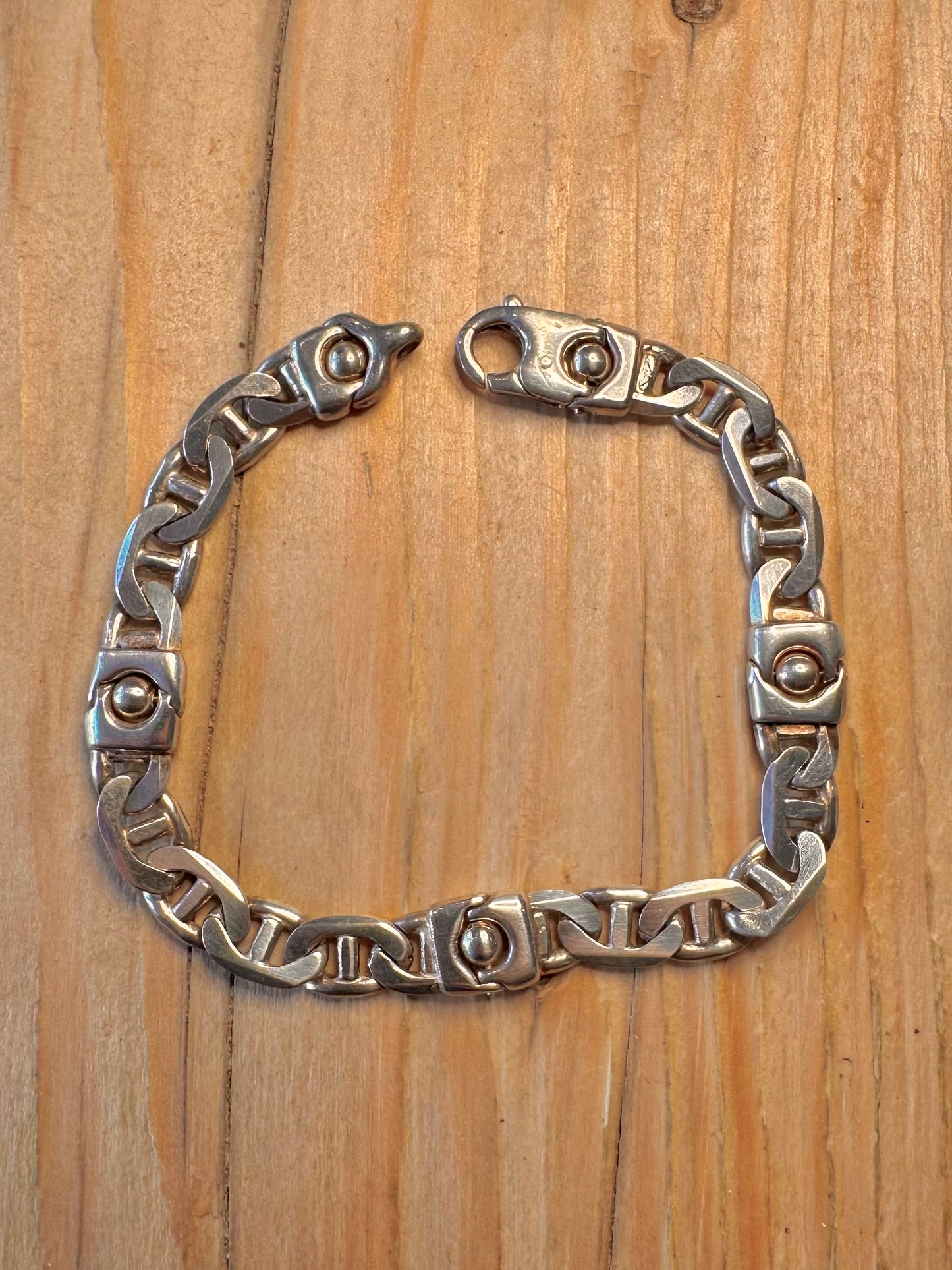 Vintage Unique Marina Ball 925 Sterling Silver 7.5 inch Bracelet