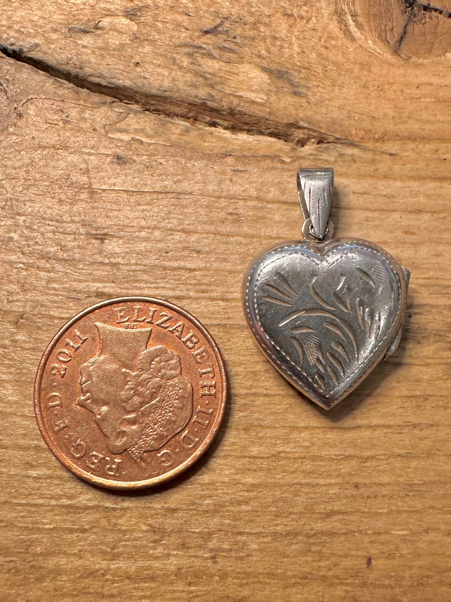 Vintage Engraved Heart Shaped 925 Silver Locket Pendant
