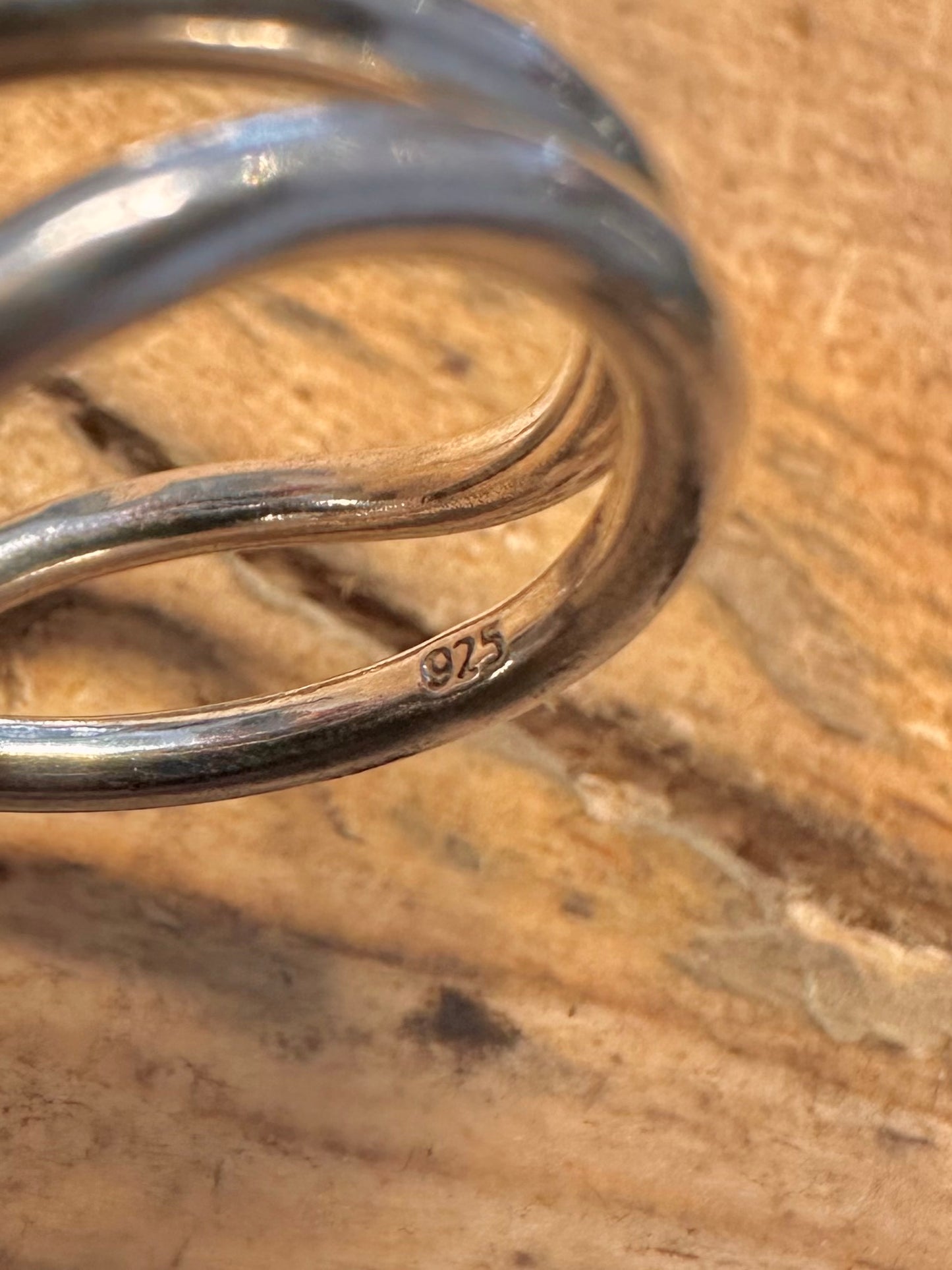 Abstract Ball Overlapping 925 Silver Size N Ring