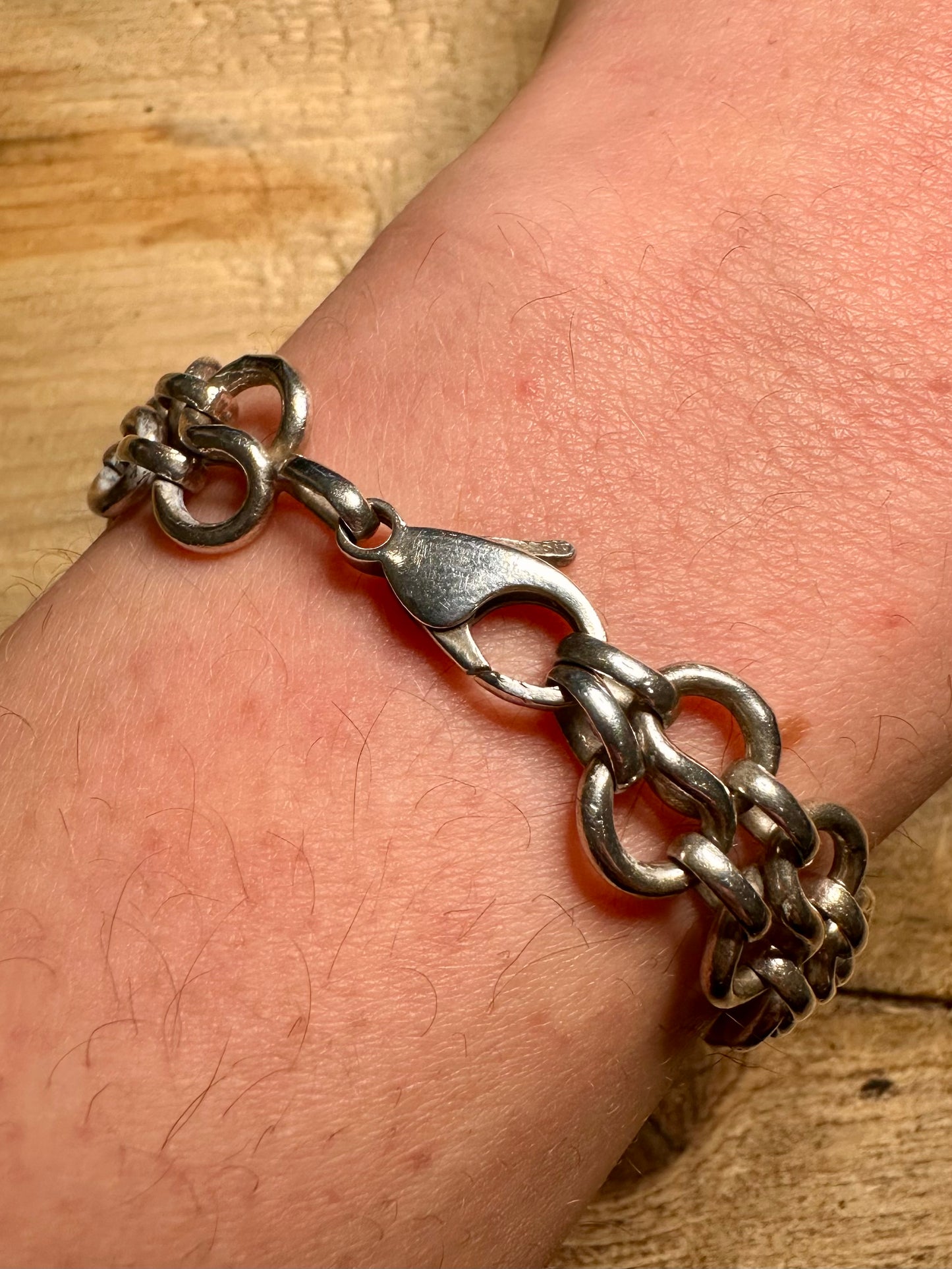 Vintage Infinity Link 925 Silver 7 inch Bracelet