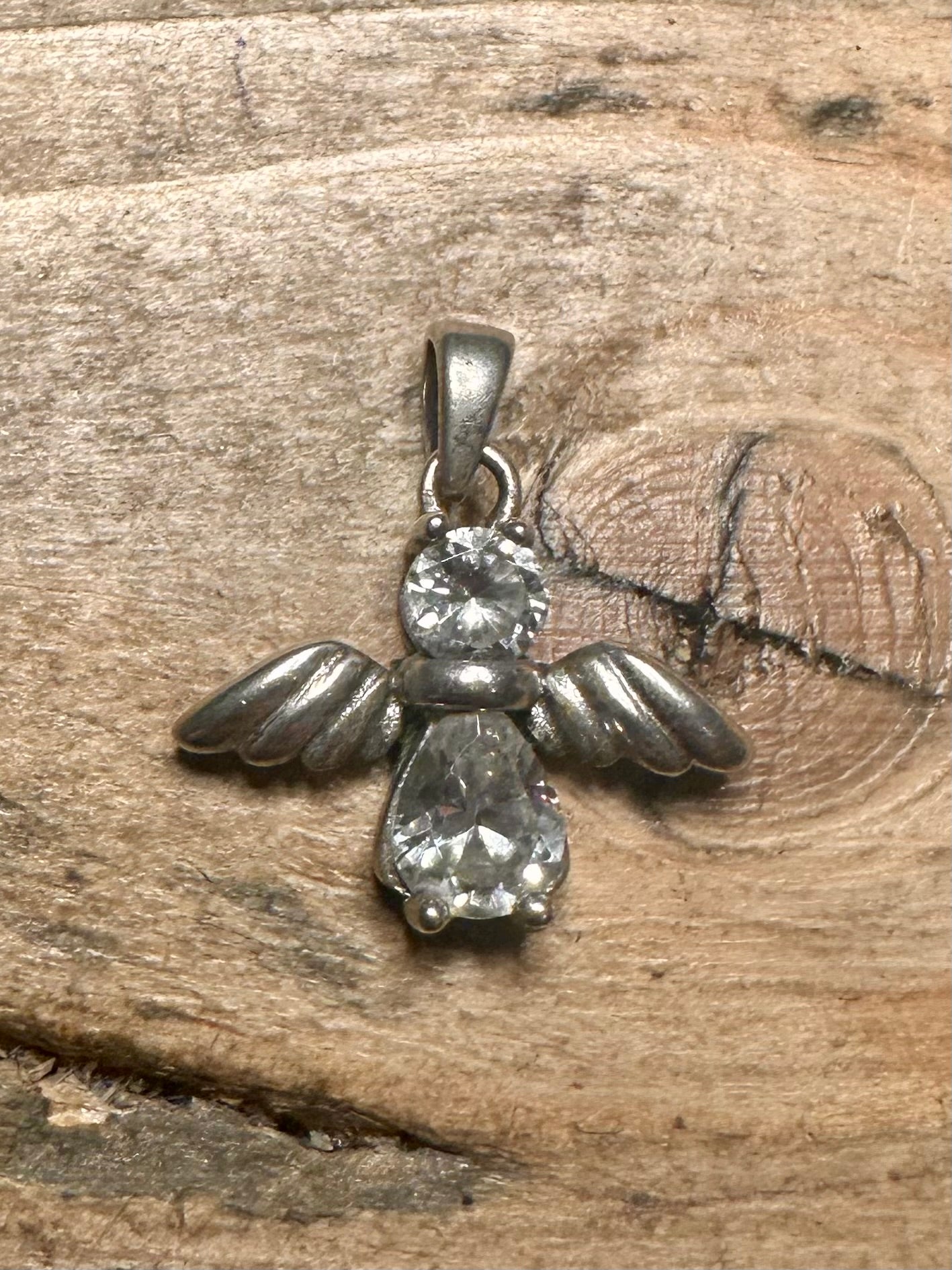 Modern Angel CZ 925 Silver Pendant