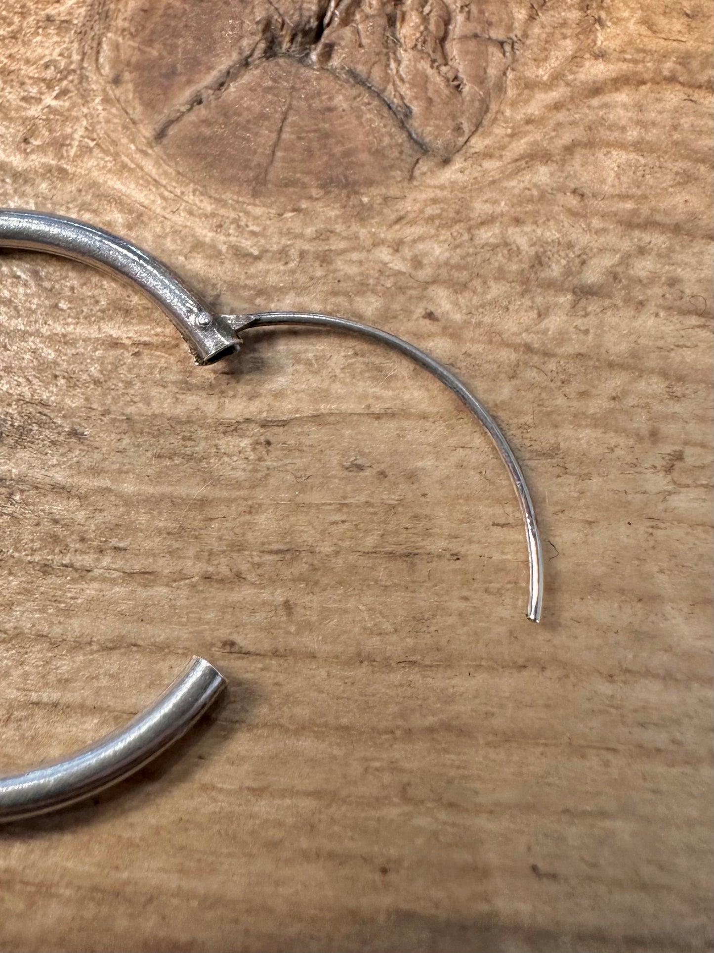 Vintage Tribal Black Stone 925 Silver Hoop Earrings