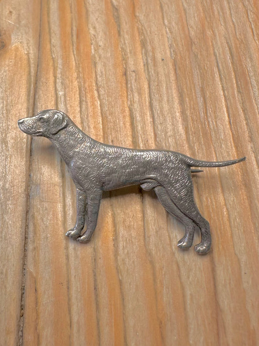 Vintage Textured Dog 925 Sterling Silver Brooch