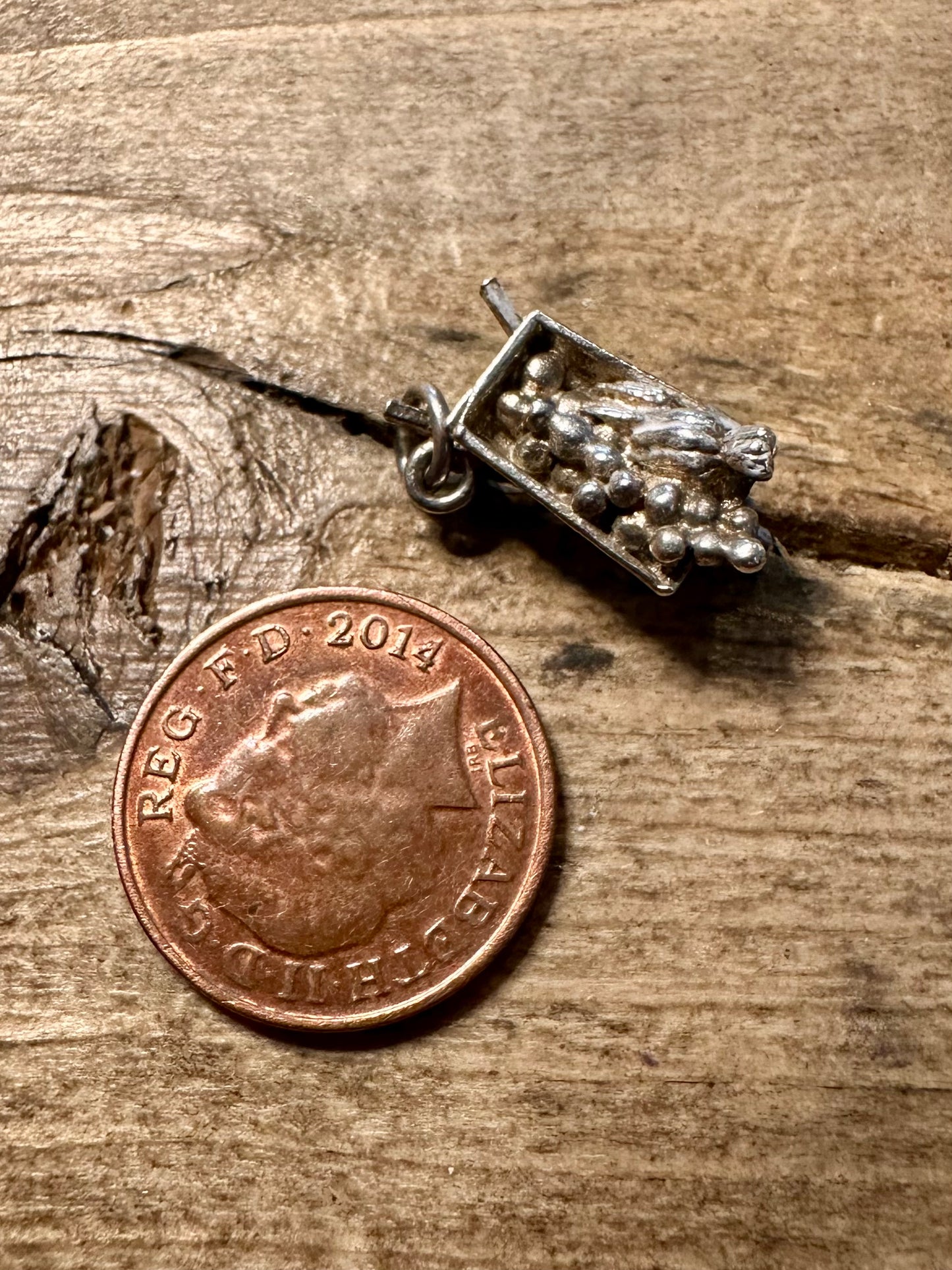 Vintage Wheelbarrow 925 Silver Charm Pendant