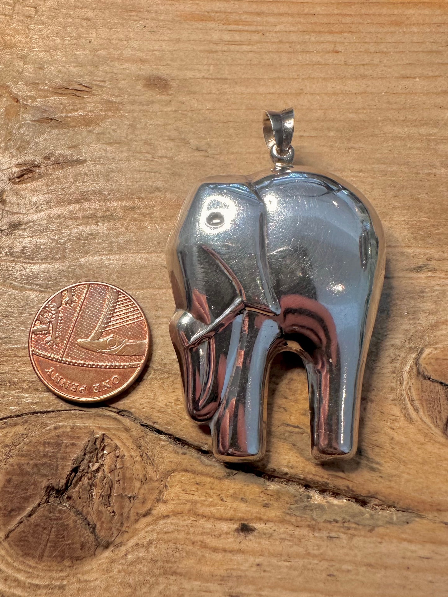 Vintage Chunky Elephant 925 Silver Pendant