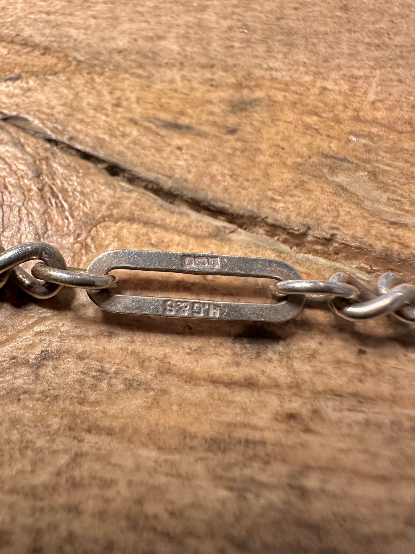 Vintage 1976 Bar and Curb Chain 925 Silver 6.5 inch Bracelet