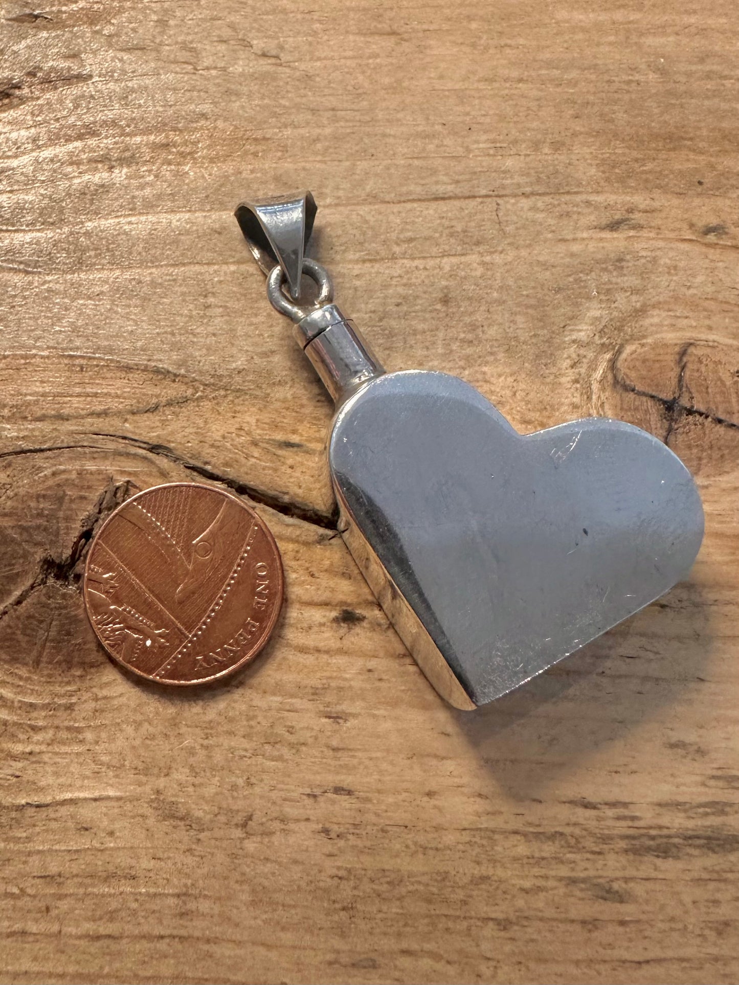 Vintage Large Heart Shaped Perfume Bottle 925 Silver Pendant
