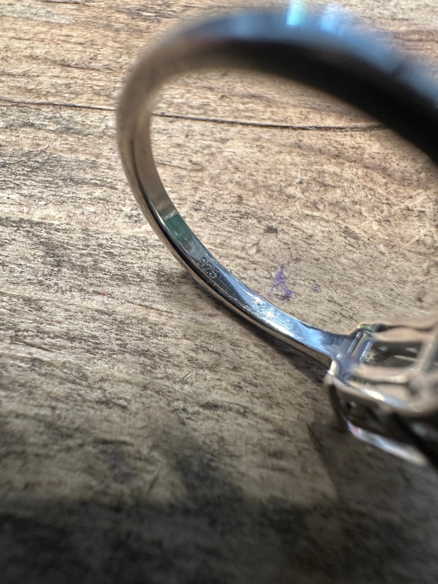 Vintage Square CZ Trilogy 925 Silver Size M1/2 Ring