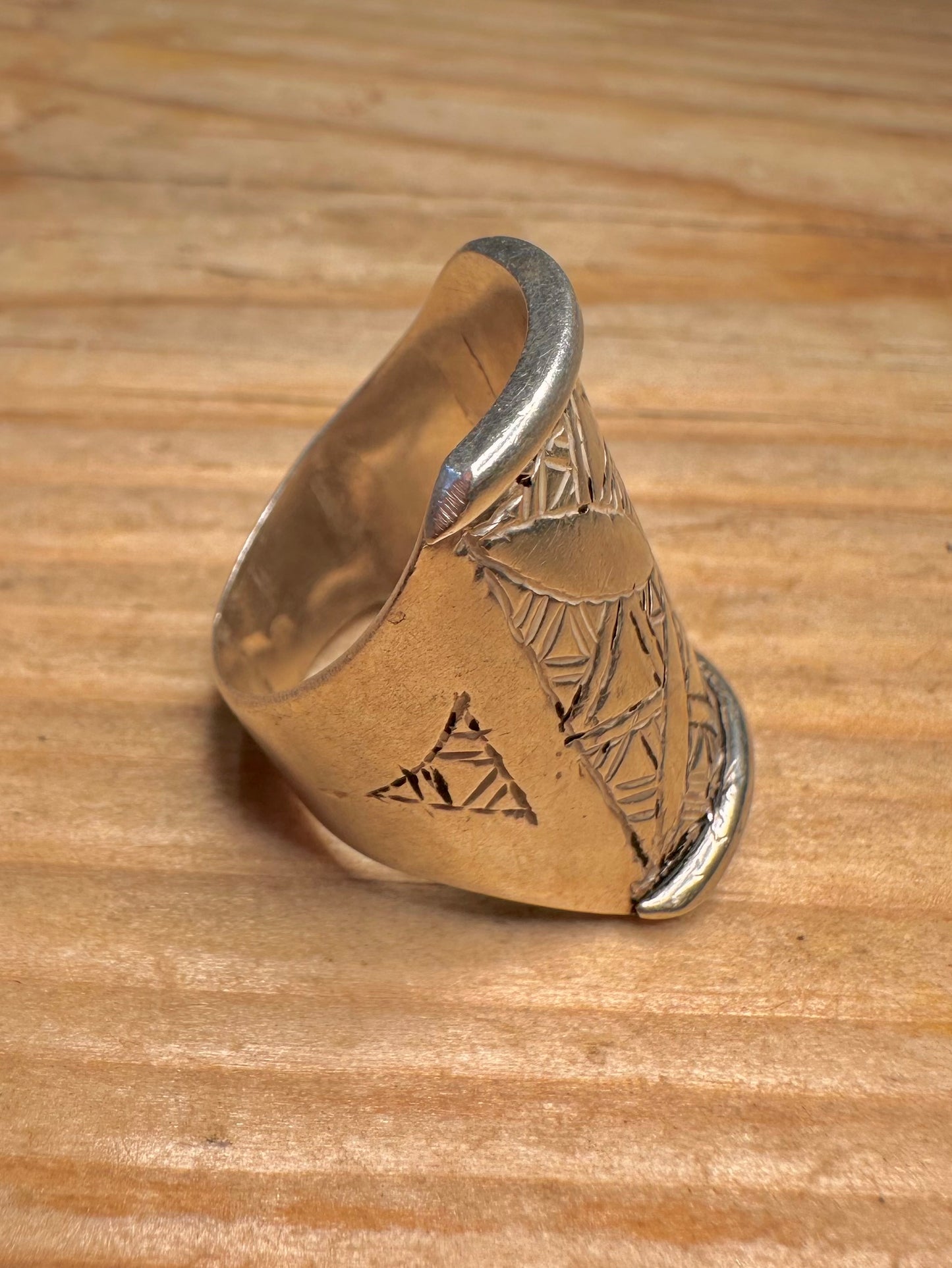 Vintage Tuareg Engraved 925 Sterling Silver Size N Ring