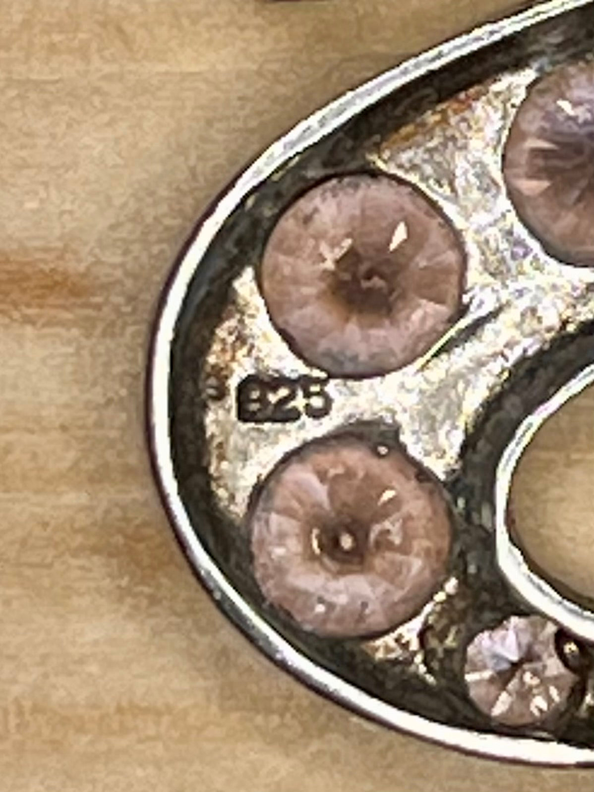 S Shaped Pink Stones 925 Sterling Silver Pendant