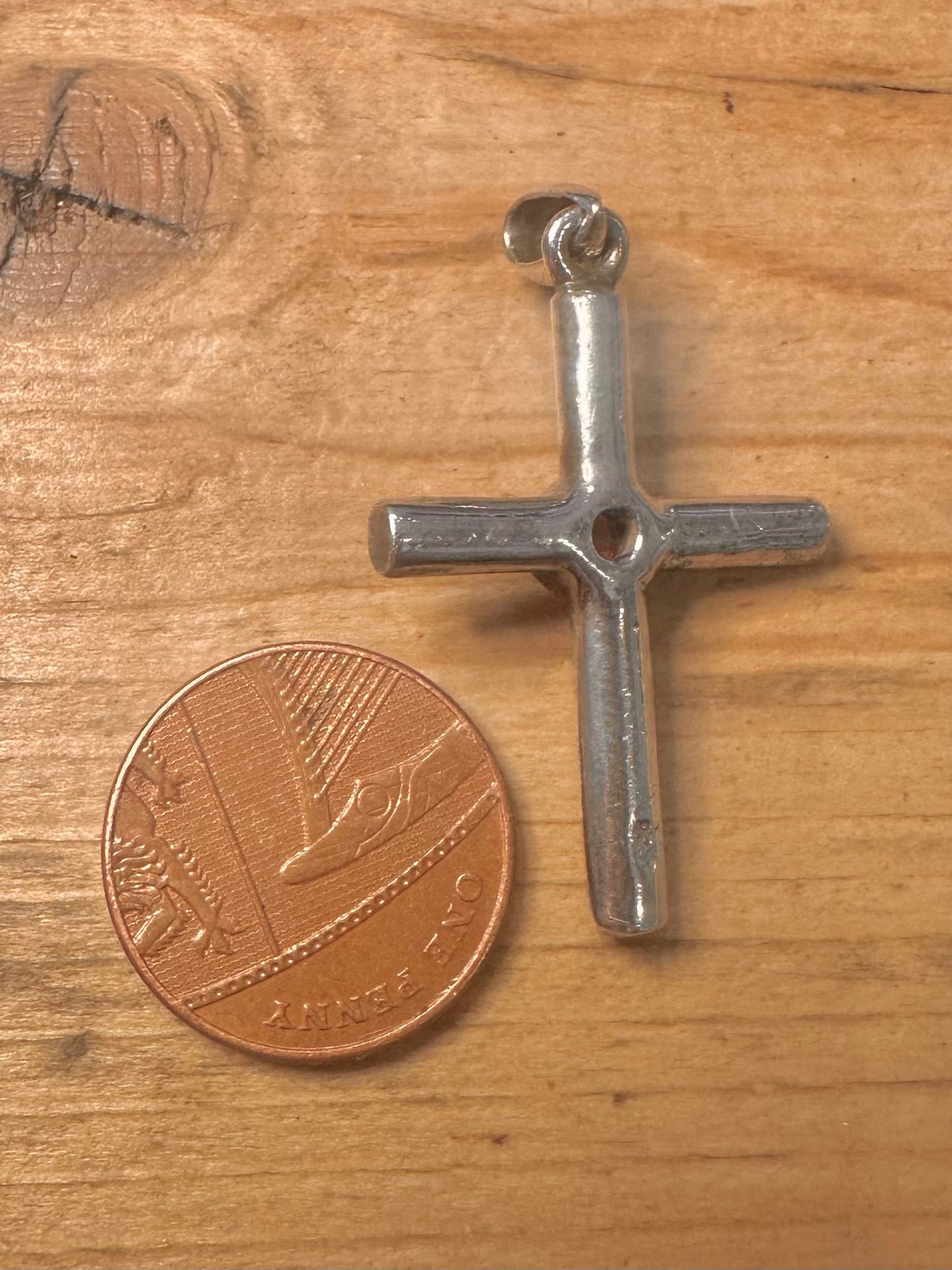 Vintage Orange Stone Cross 925 Silver Pendant
