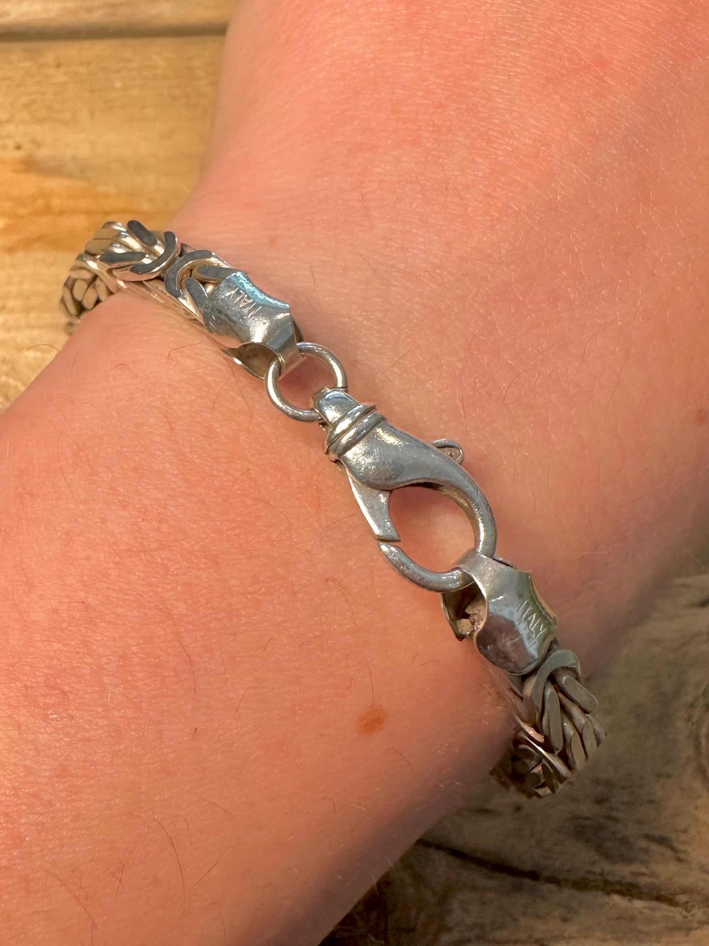 Vintage Byzantine Thick Italy 925 Silver 8 inch Bracelet