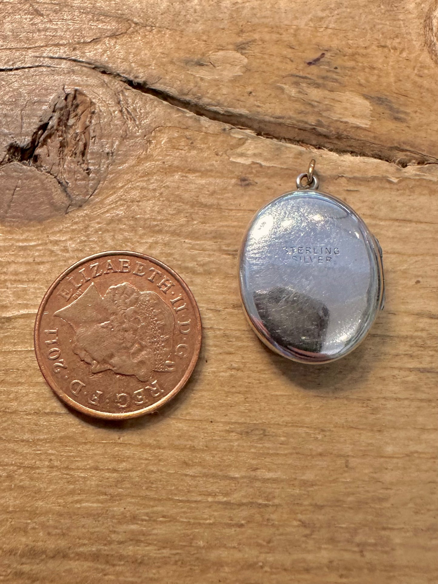 Vintage Engraved Oval 925 Silver Locket Pendant