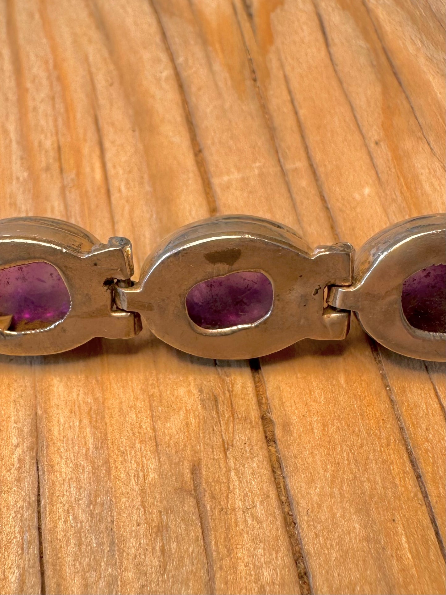 Vintage Amethyst Oval 925 Silver 7 to 7.3 inch Bracelet
