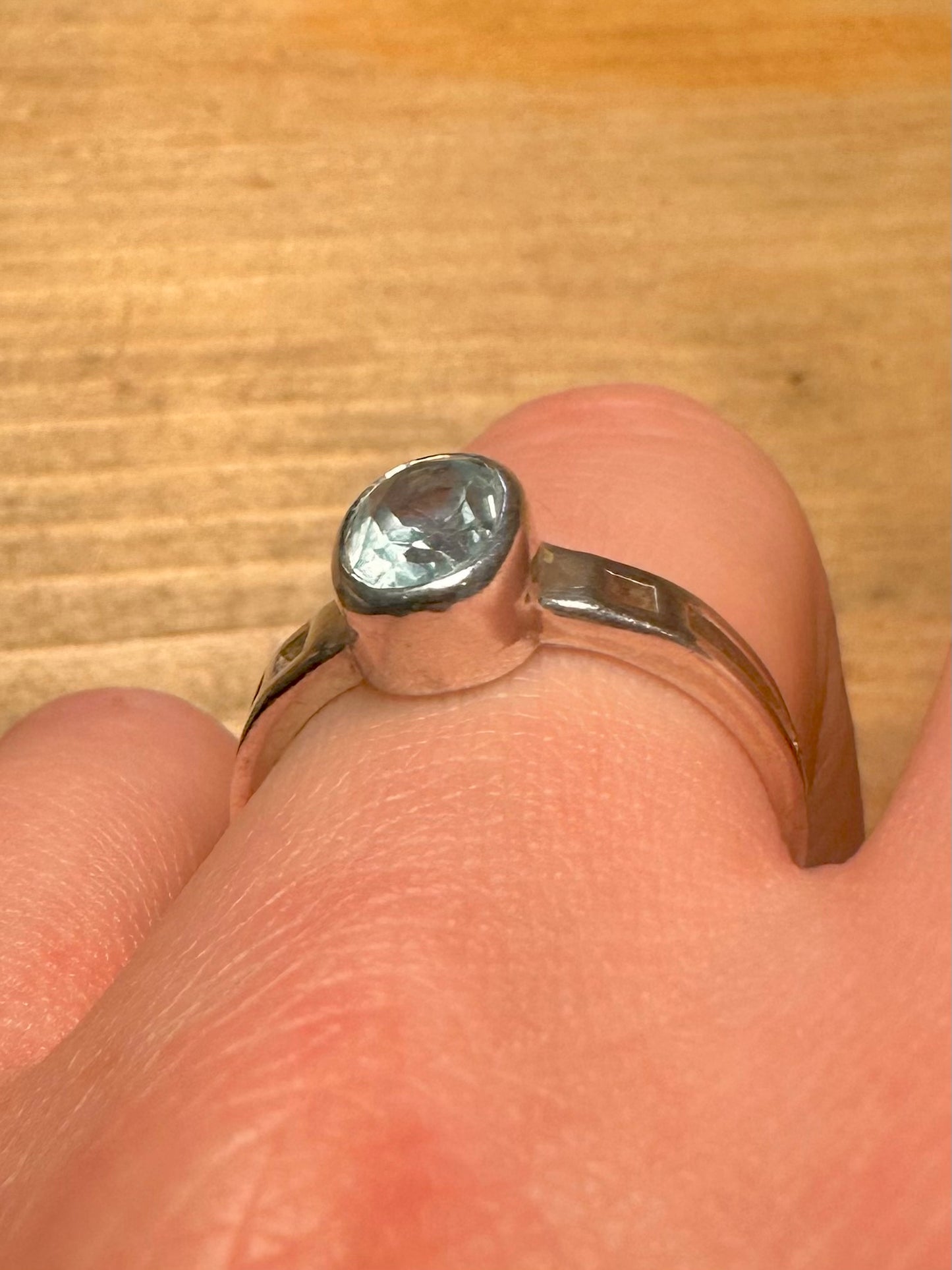 Modern Blue Topaz 925 Silver Size R Ring