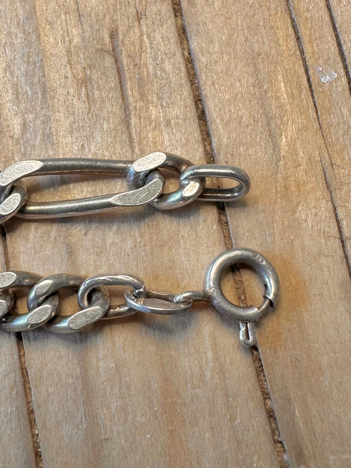 Vintage Identity Figaro Chain 925 Silver 7.5 inch Bracelet