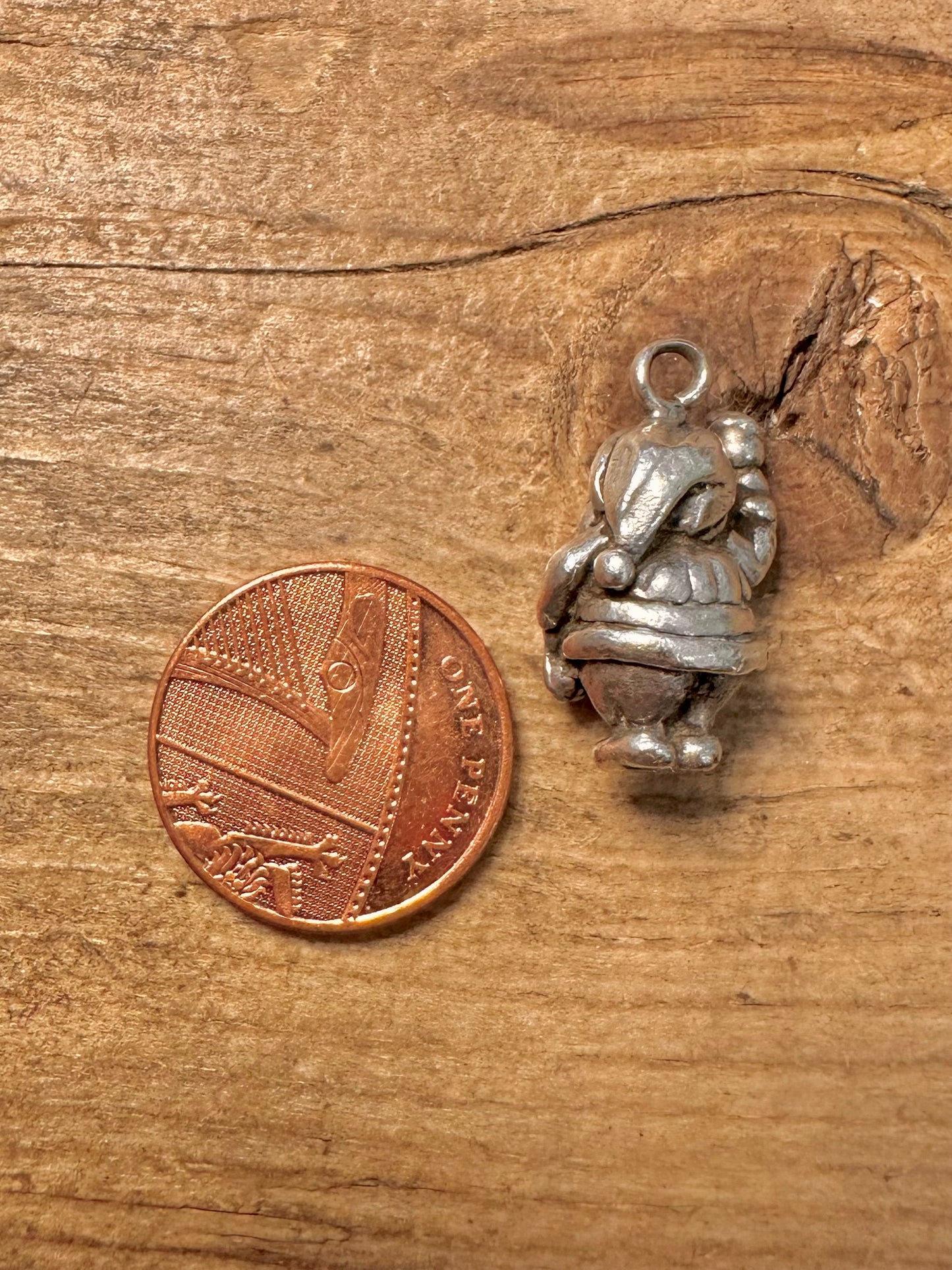 Vintage Santa Claus 925 Silver Charm Pendant