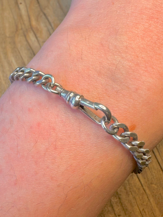 Curb Chain Albert Clasp 925 Sterling Silver 8.5 inch Bracelet