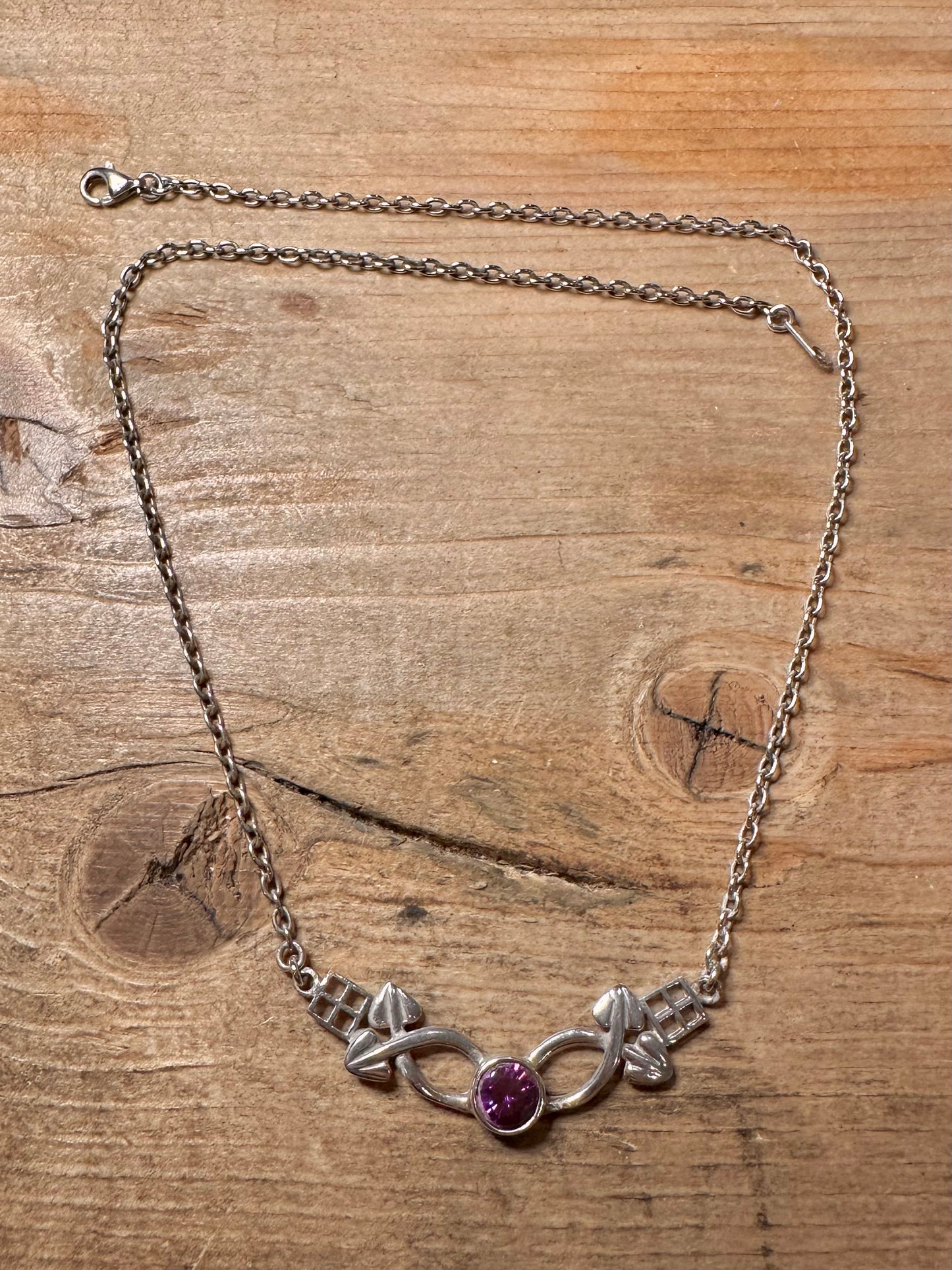 Vintage Macintosh Amethyst 925 Silver 17.3 inch Necklace