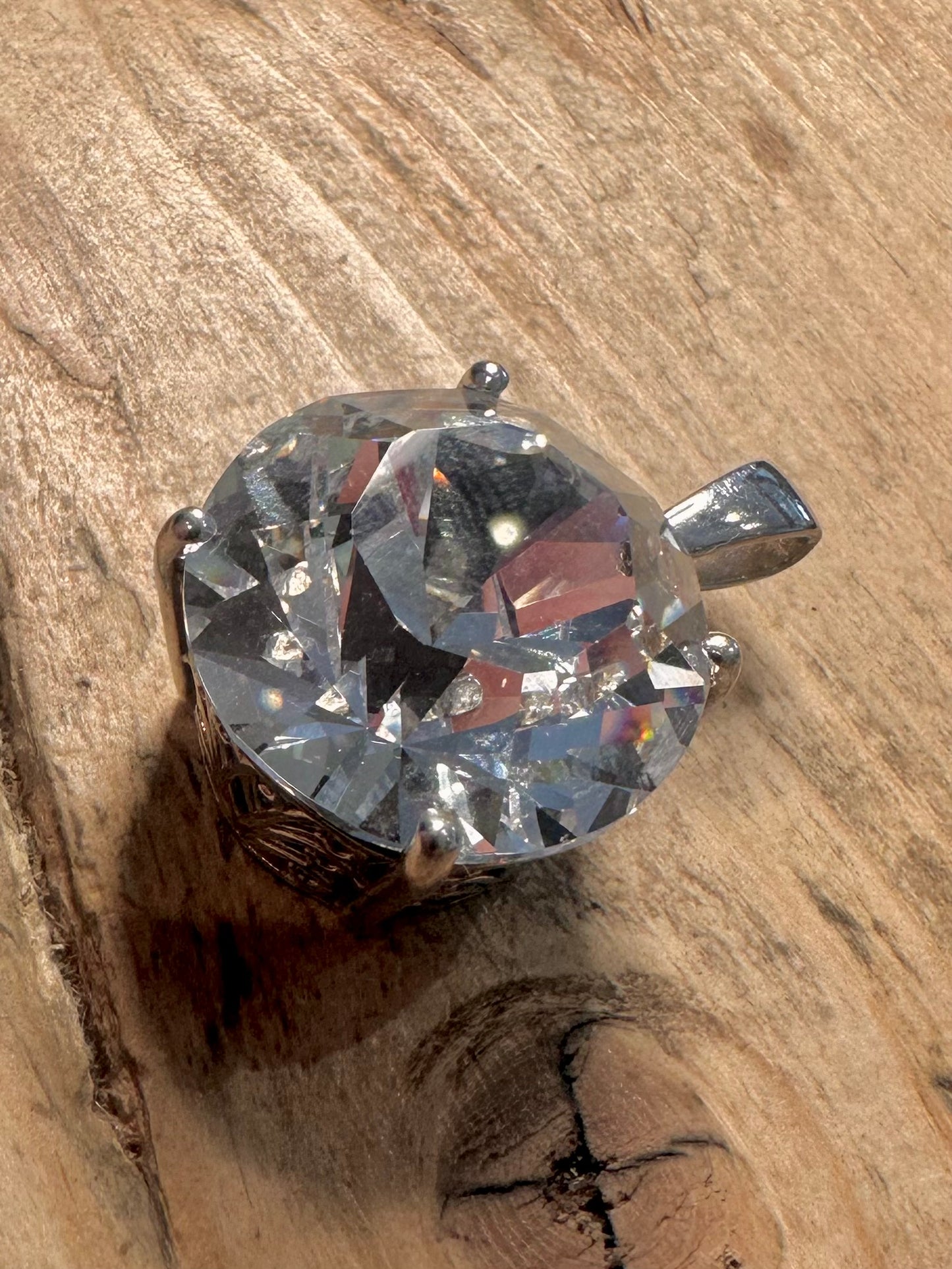 Modern Large CZ Stone 925 Silver Pendant