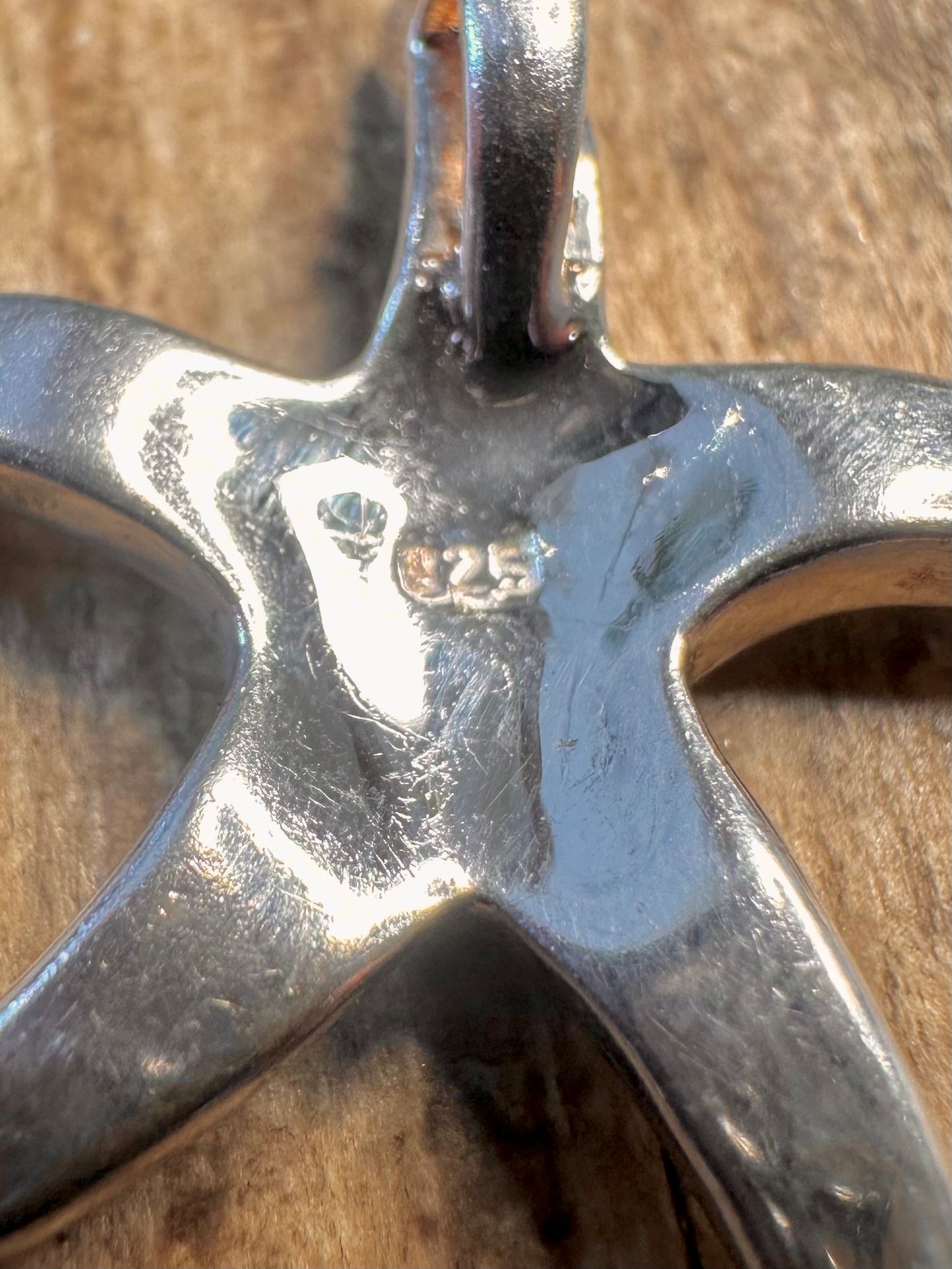 Opal Inlay Starfish 925 Sterling Silver Pendant