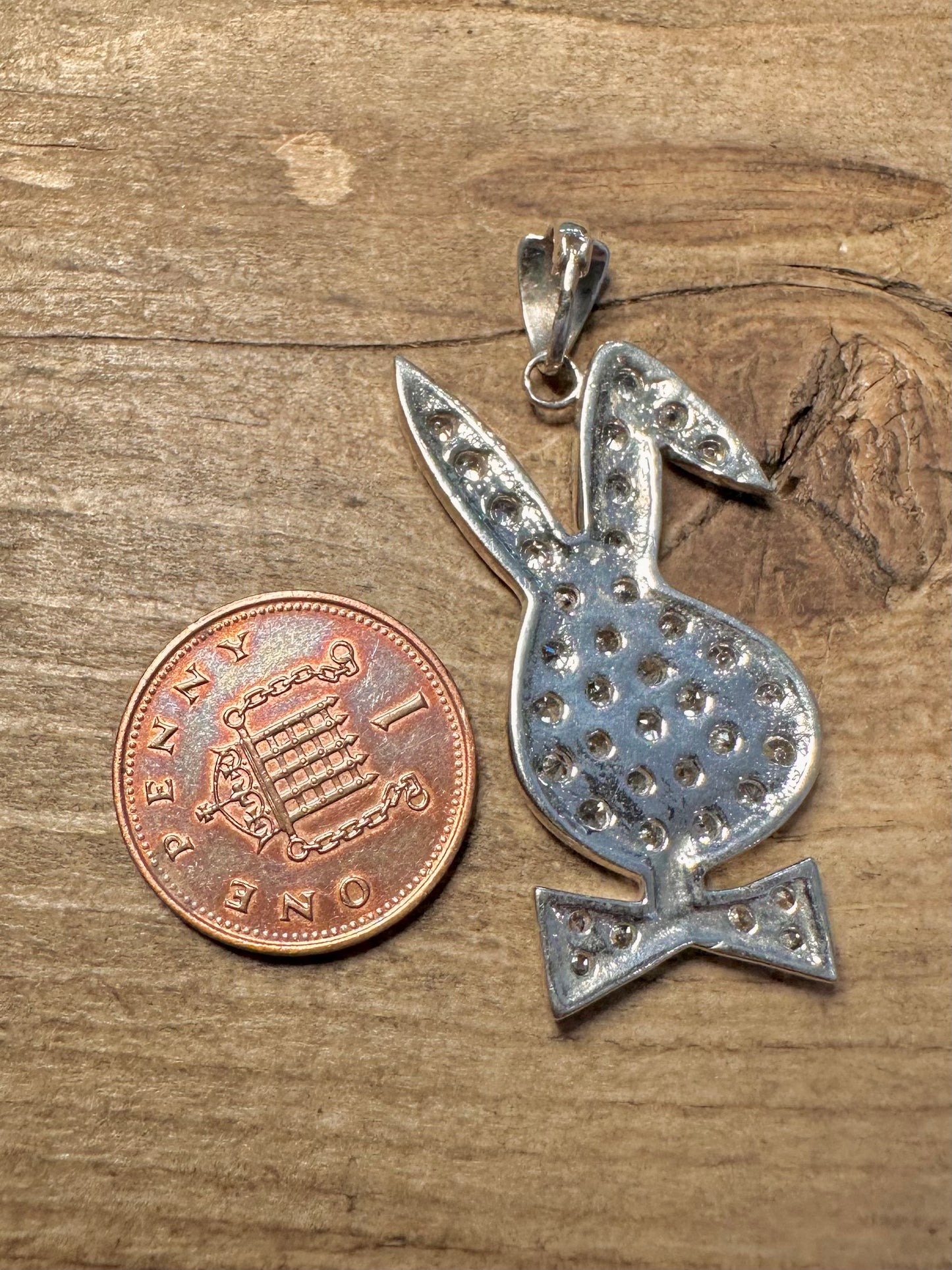 Modern Playboy CZ Stone 925 Silver Pendant