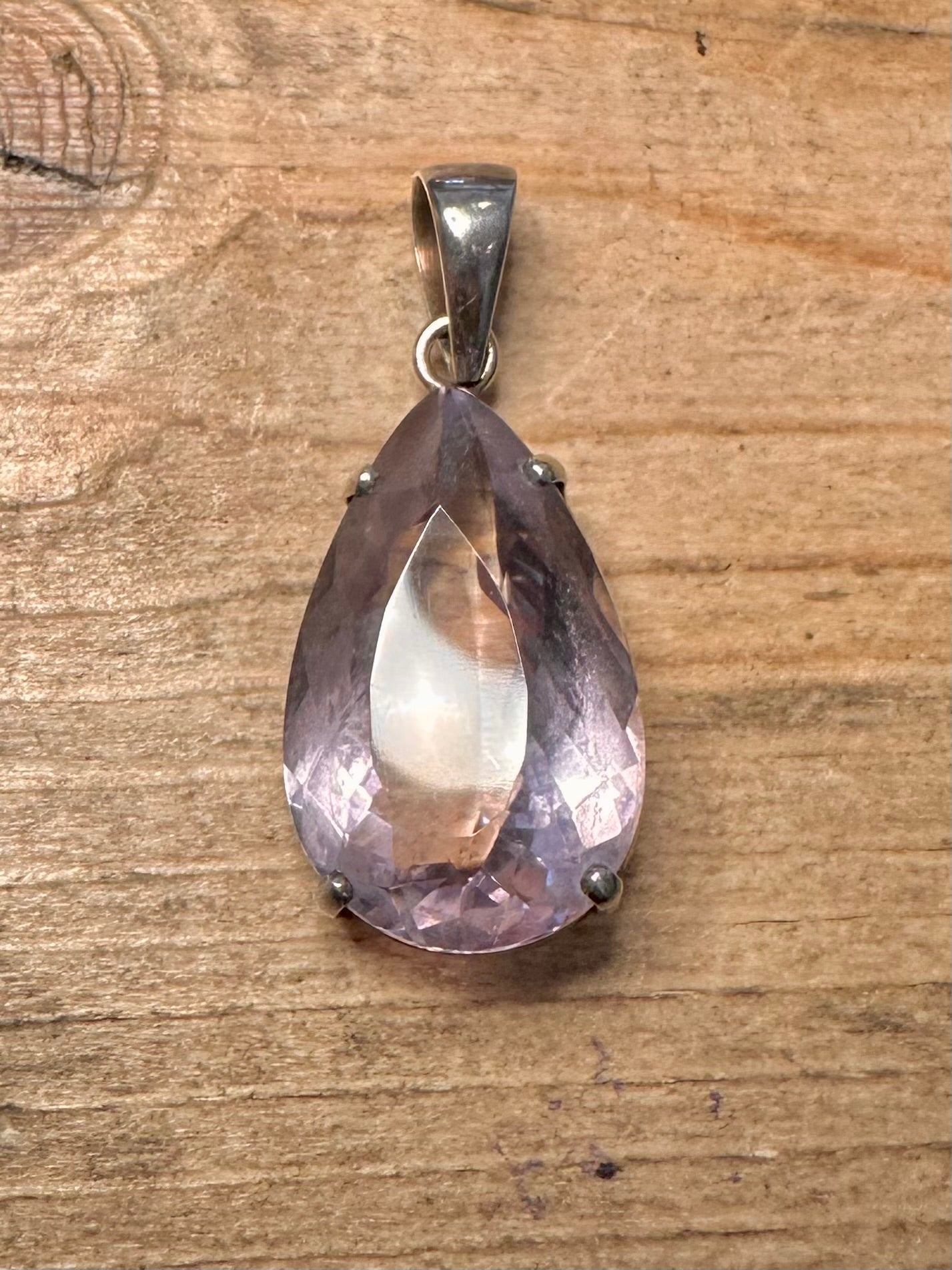 Vintage Light Purple Stone 925 Silver Pendant