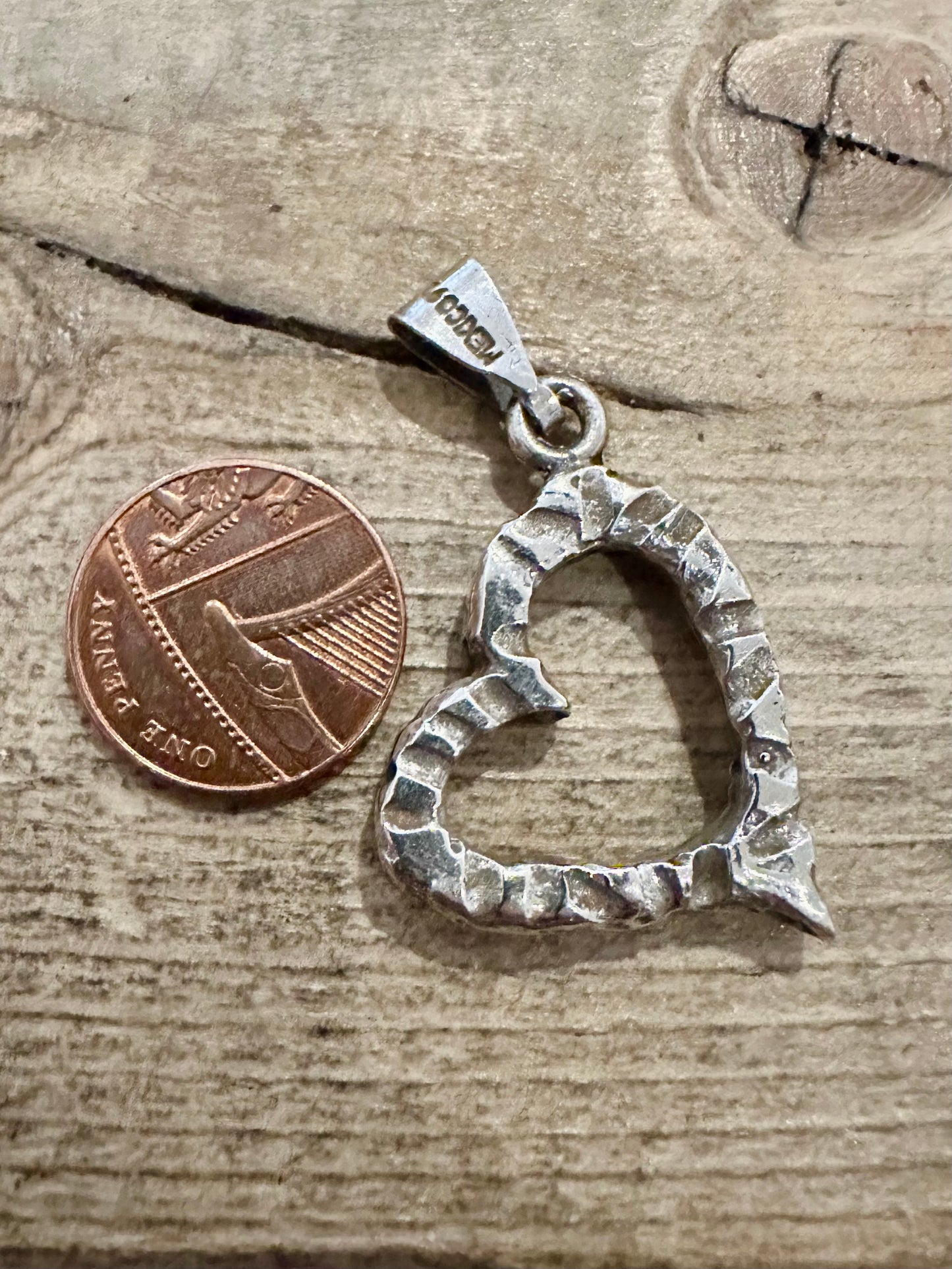 Vintage Textured Heart 925 Silver Pendant
