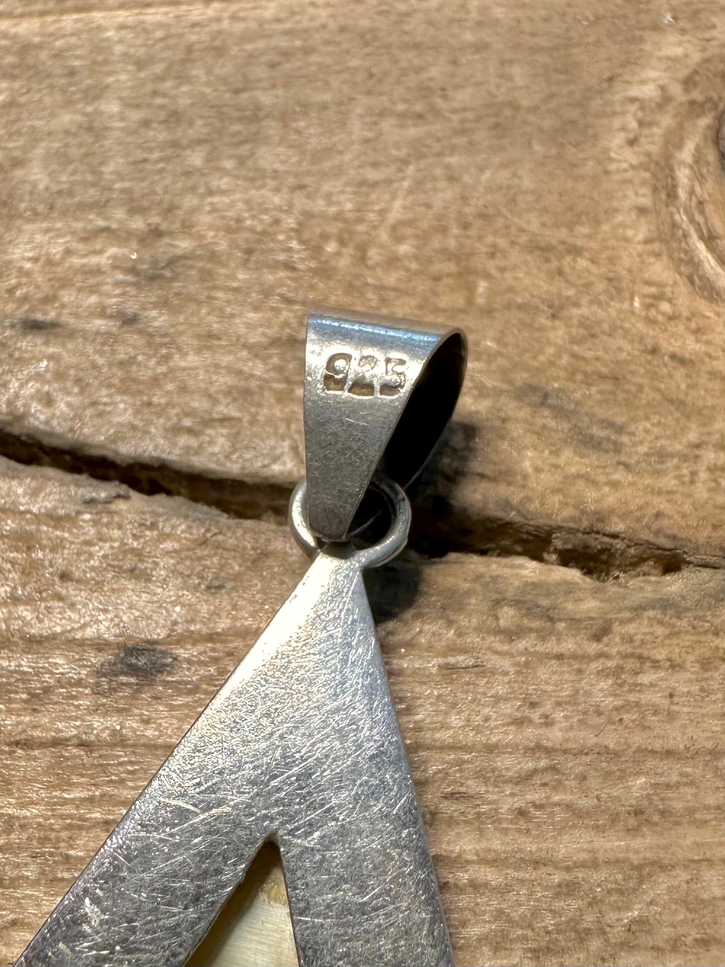 Abstract Mother of Pearl Triangle 925 Silver Pendant