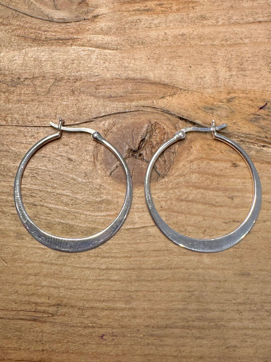 Vintage Flat Hoop 925 Silver Earrings