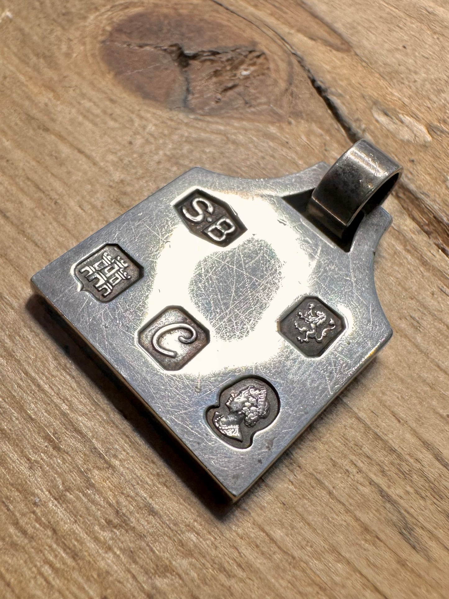 Vintage 1977 SB Maker Edinburgh Ingot 925 Silver Pendant