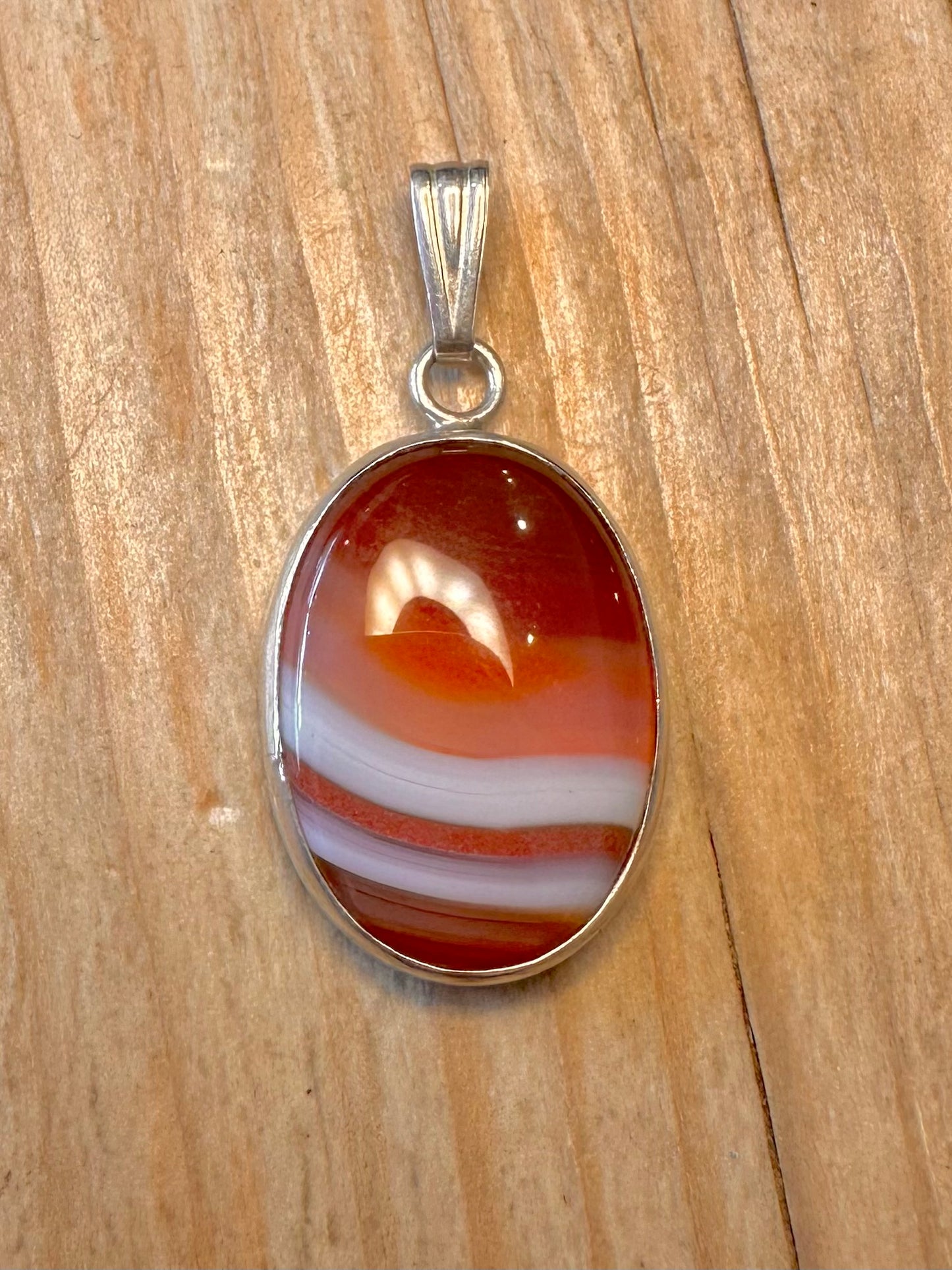 Vintage Banded Agate 925 Sterling Silver Pendant