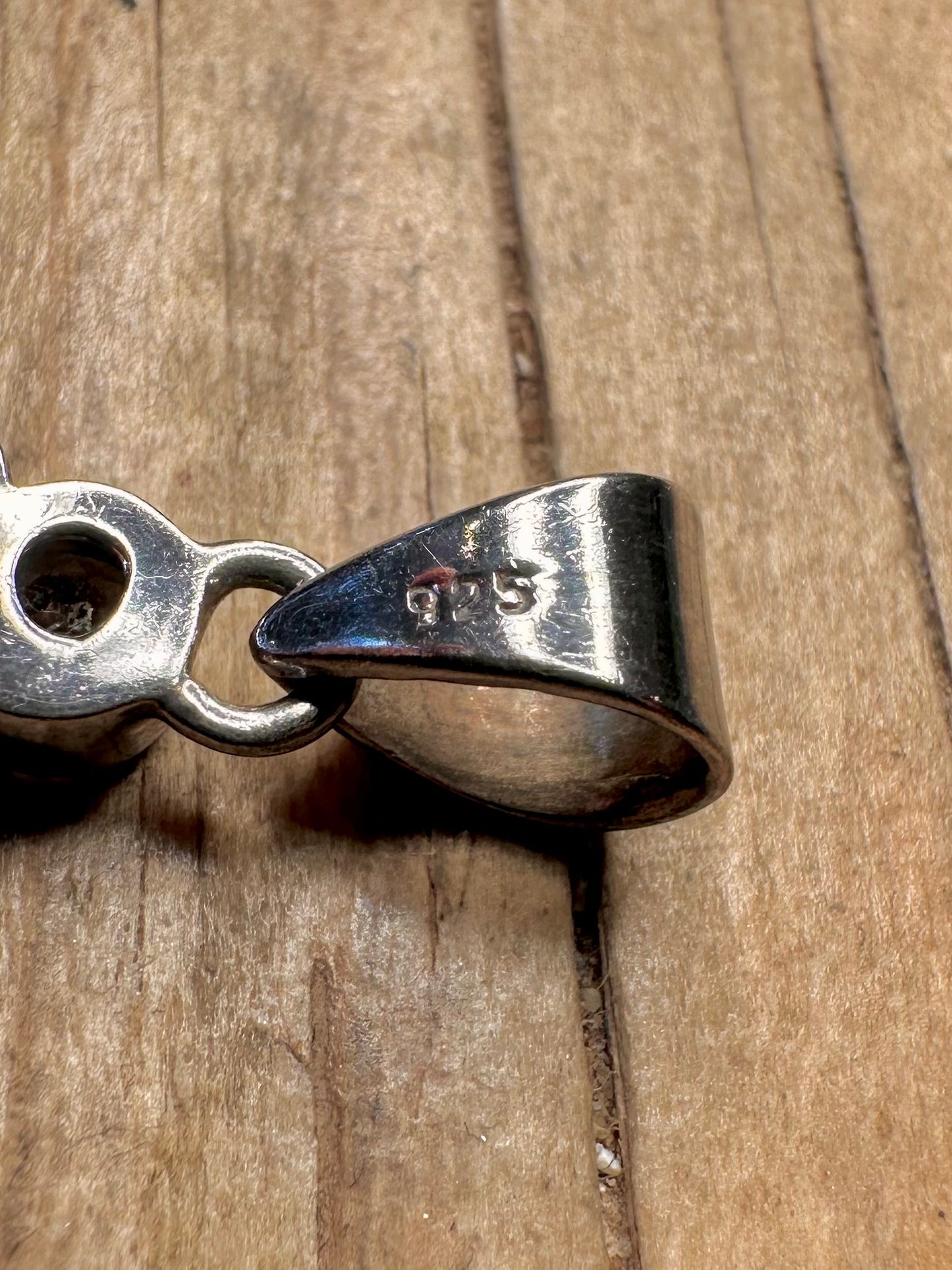 Vintage Blautopas und Weißer 925er Sterlingsilber-Anhänger