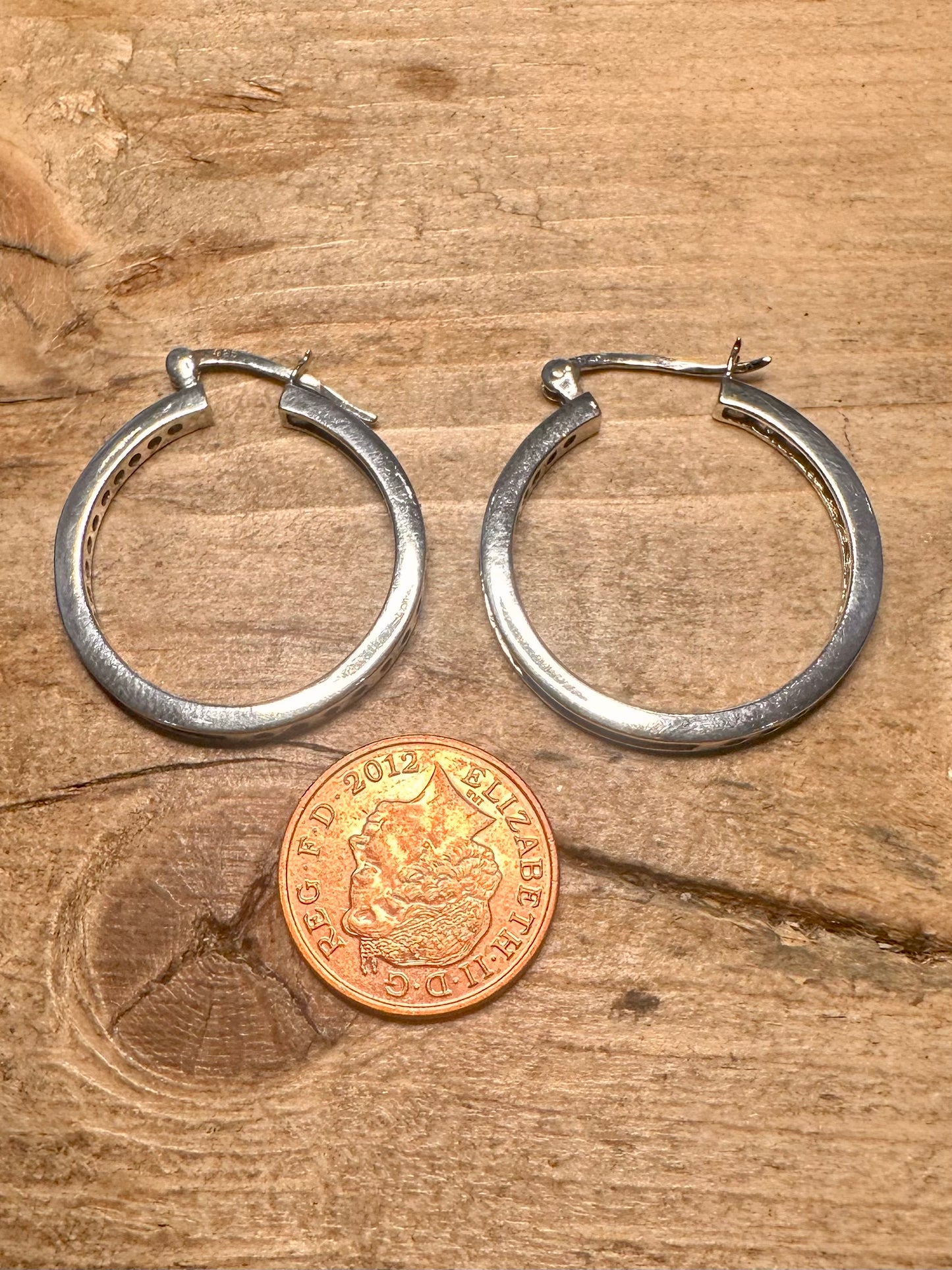 Modern CZ Hoops 925 Silver Earrings