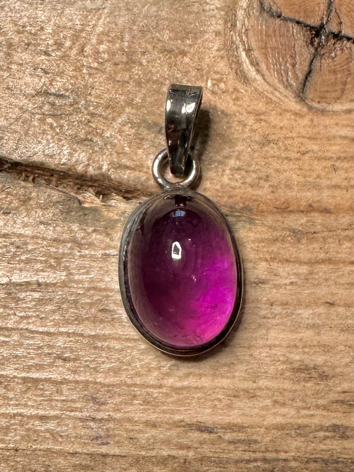 Vintage Amethyst Oval 925 Silver Pendant