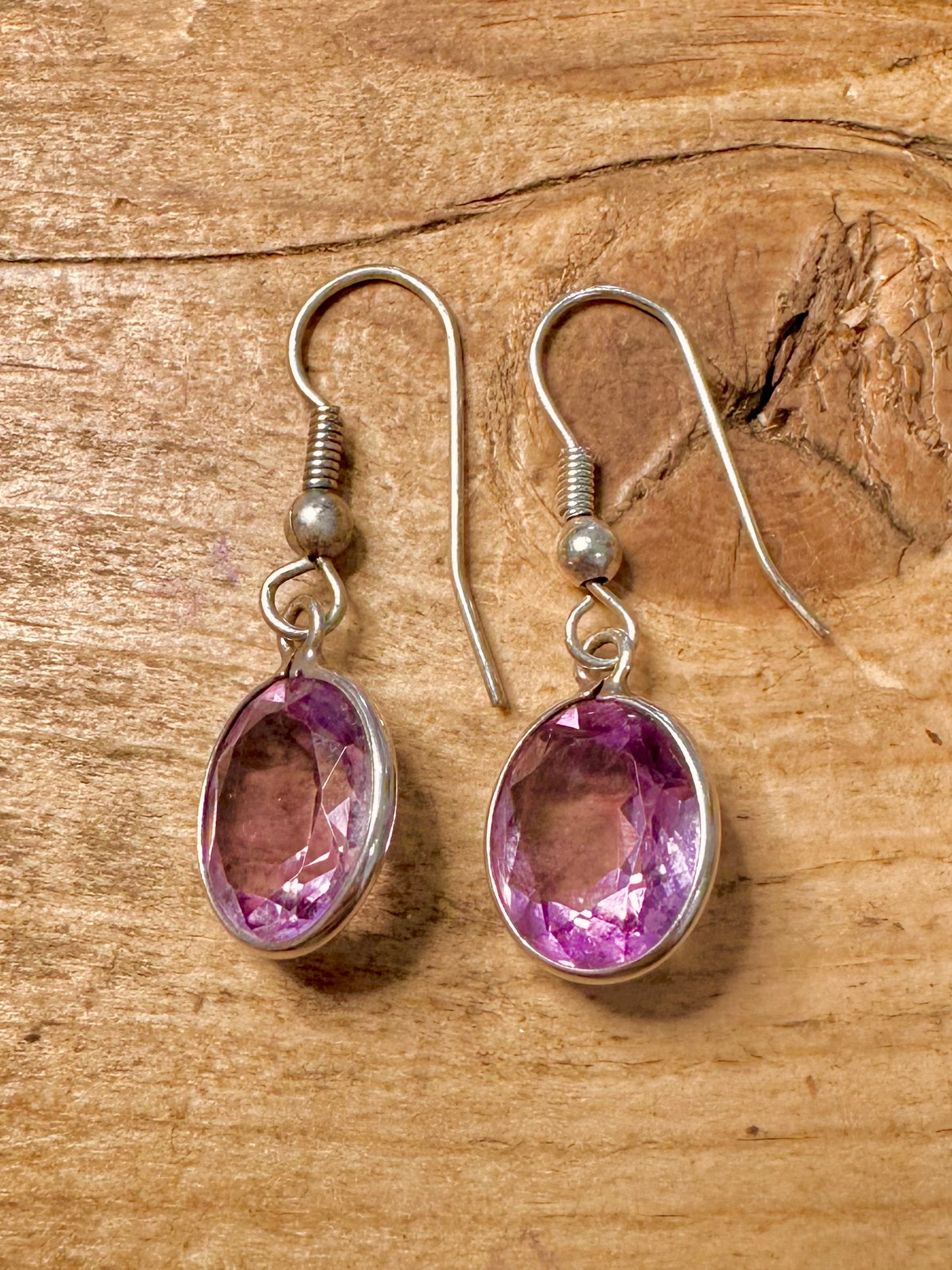 Vintage Amethyst Dangle 925 Silver Earrings