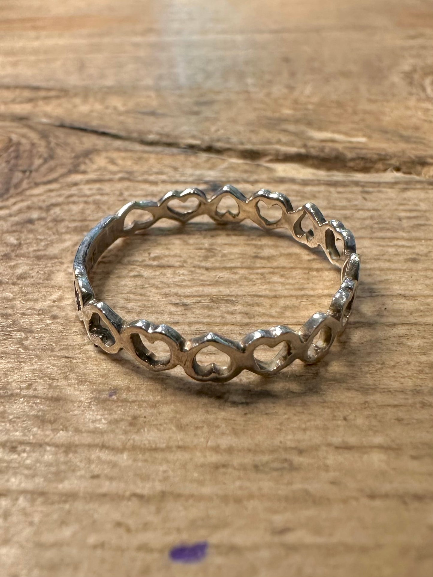 Vintage Heart Band 925 Silver Size P Ring
