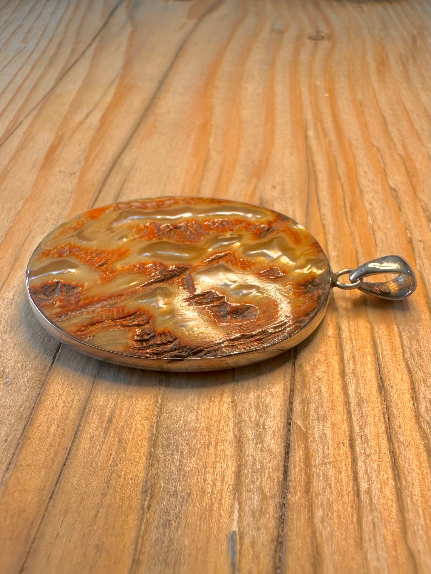 Vintage Pseudomorph Agate 925 Sterling Silver Pendant
