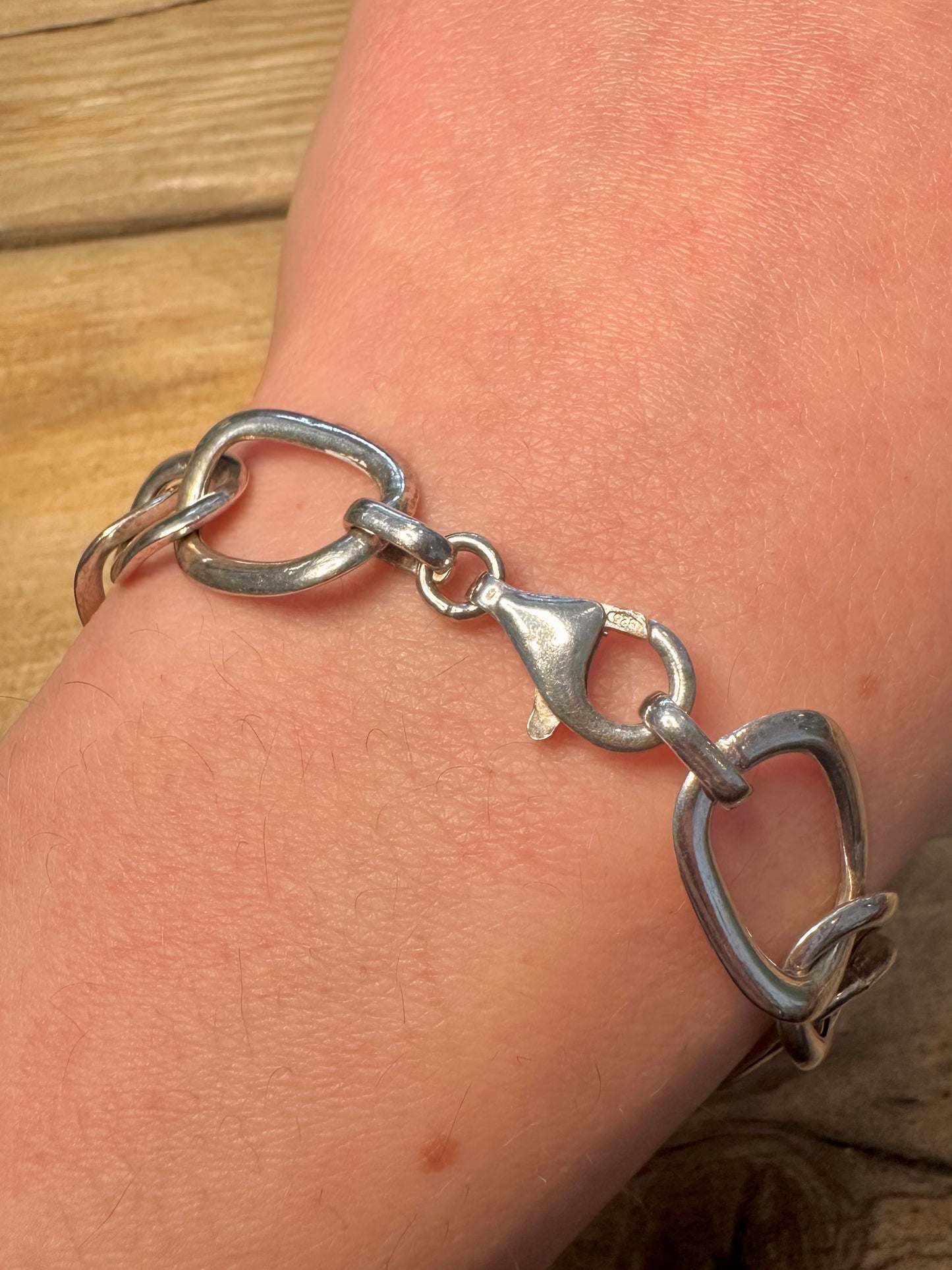 Modernist Large Links 925 Silver 7.3 inch Bracelet