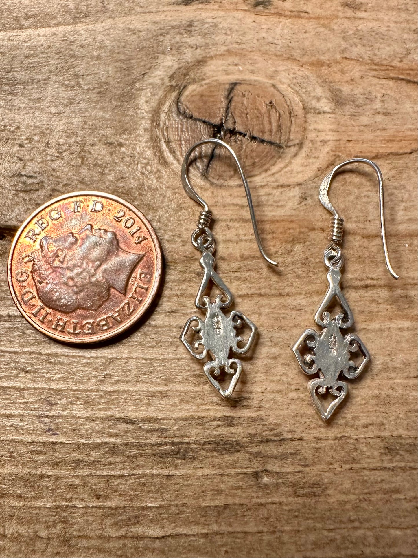 Vintage Ornate Blue 925 Silver Earrings